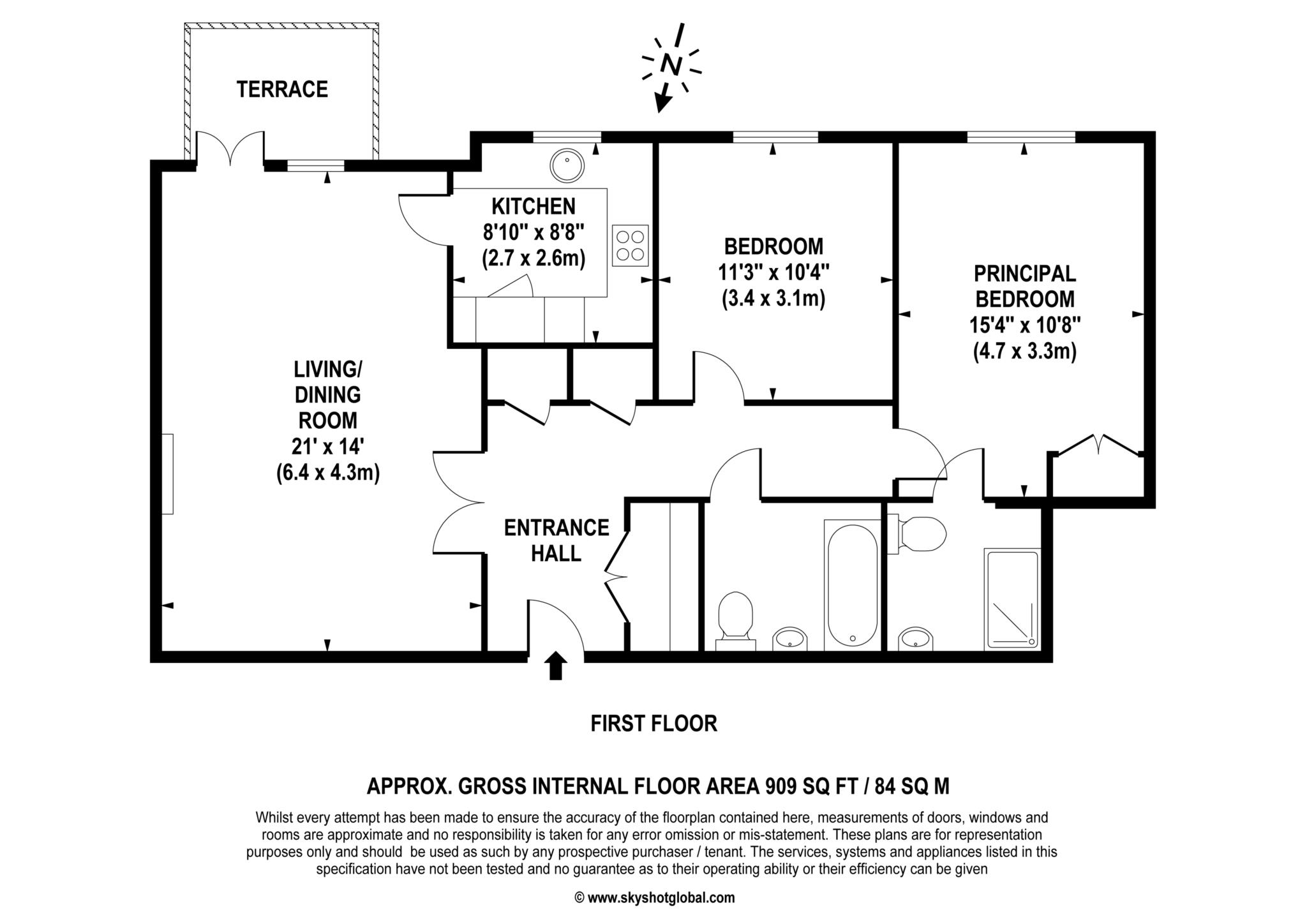 Floorplan - 2 Bedroom Apartment, Austin Place – Weybridge