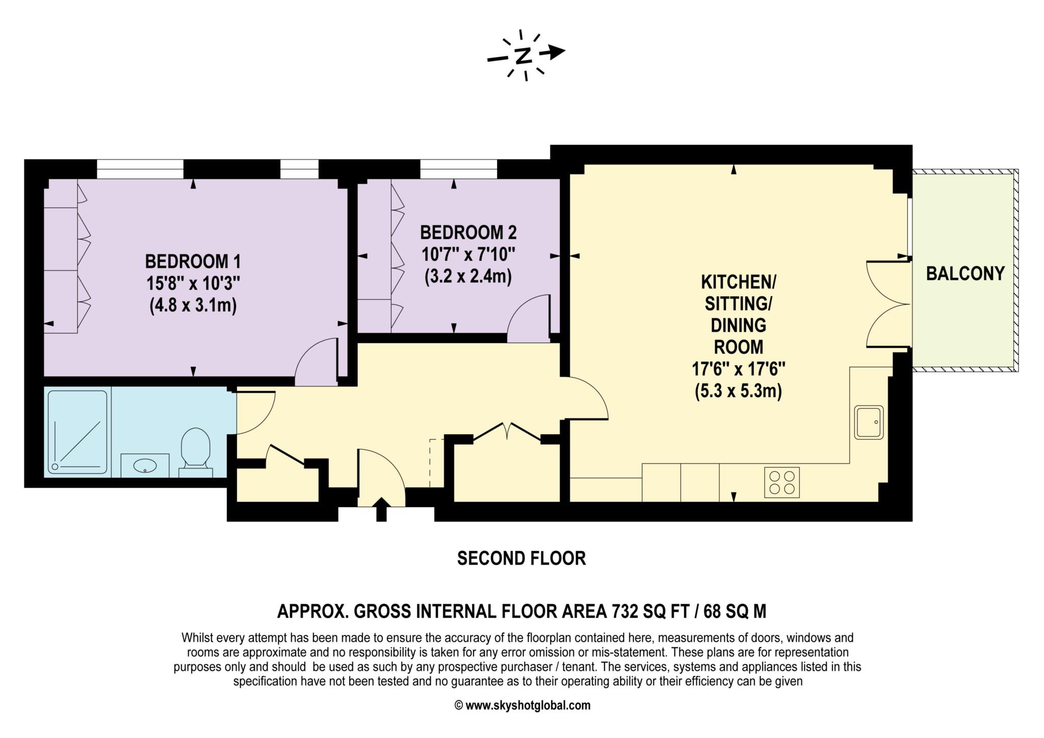 Floorplan - 2 Bedroom Apartment, Austin Place – Weybridge