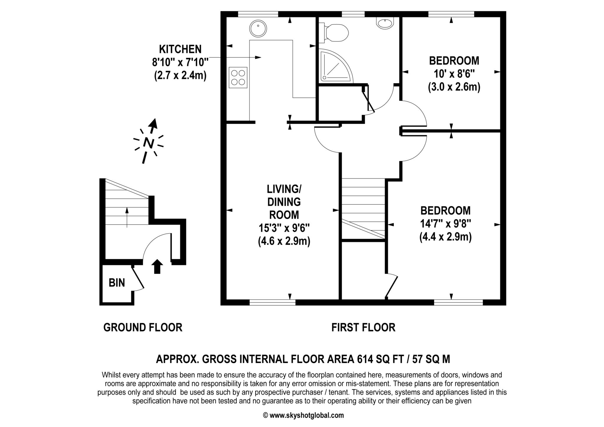 Floorplan - 2 Bedroom Apartment, Gooding Close – New Malden