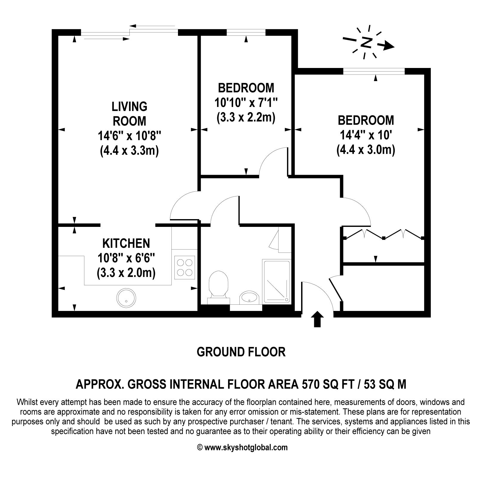 Floorplan - 2 Bedroom Apartment, Pitson Close – Addlestone