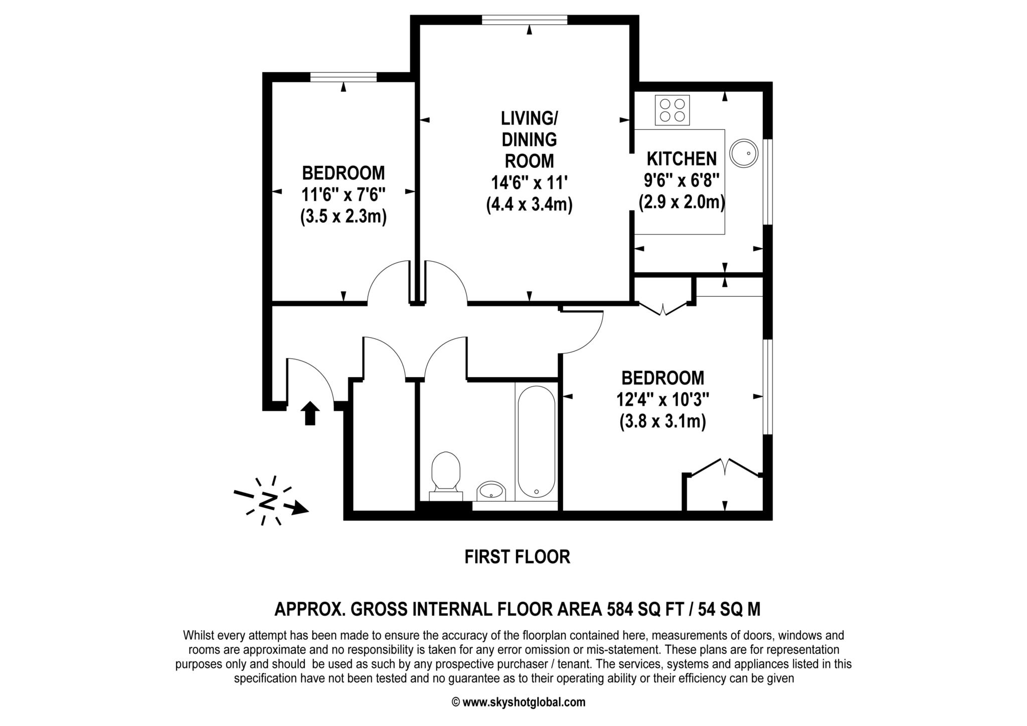 Floorplan - 2 Bedroom Apartment, Pitson Close – Addlestone