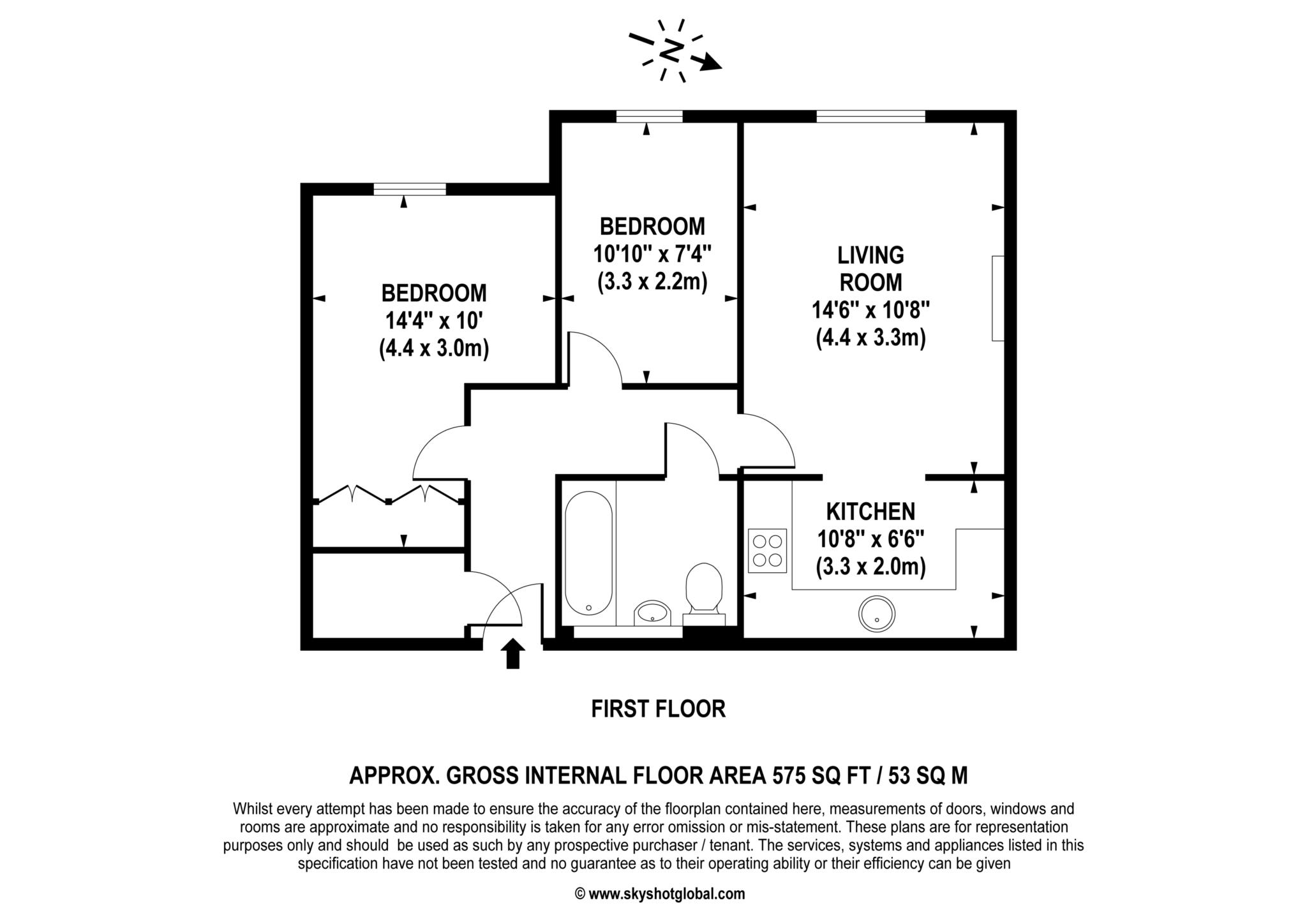 Floorplan - 2 Bedroom Apartment, Pitson Close – Addlestone