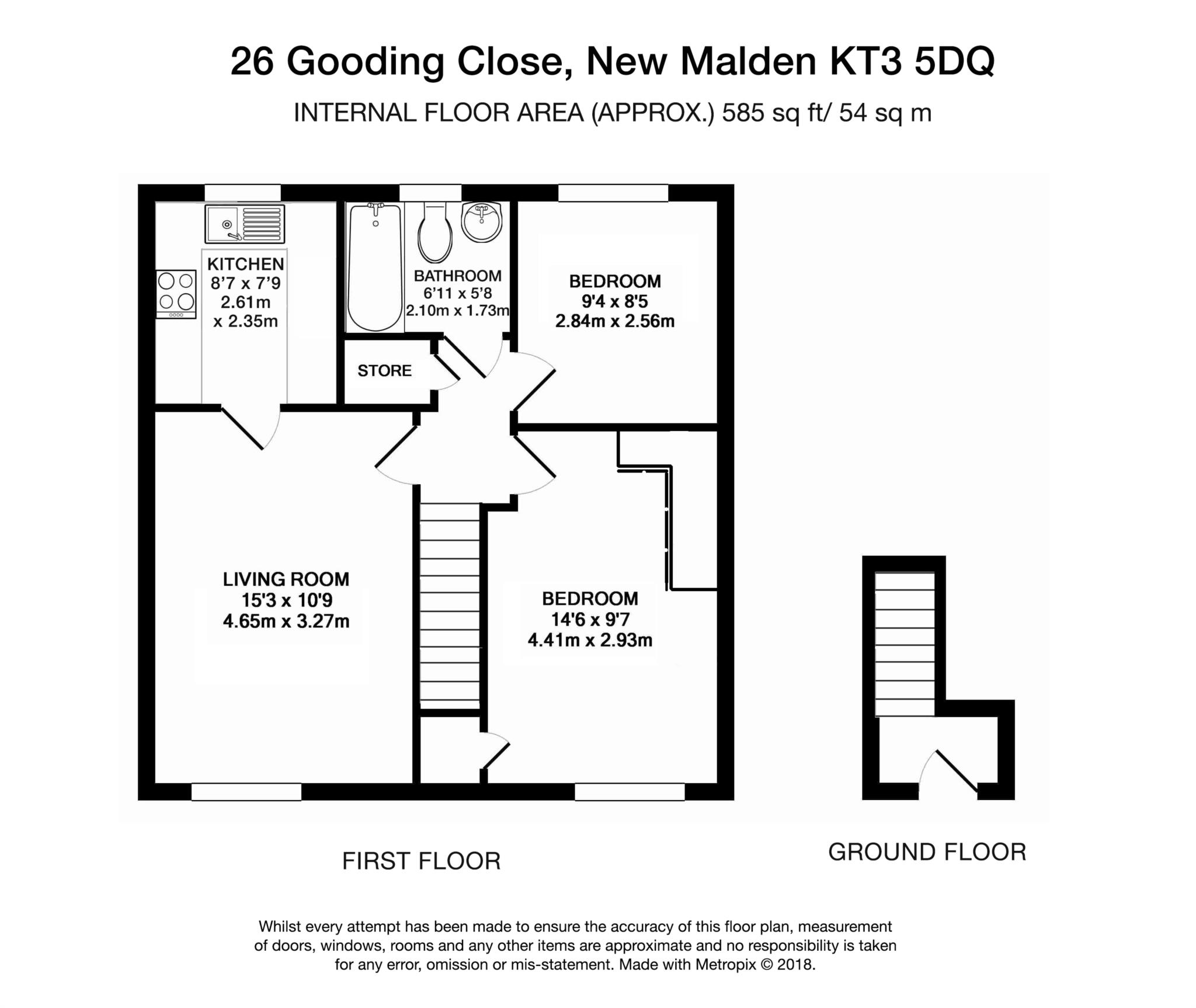 Floorplan - 2 Bedroom Apartment, Gooding Close – New Malden