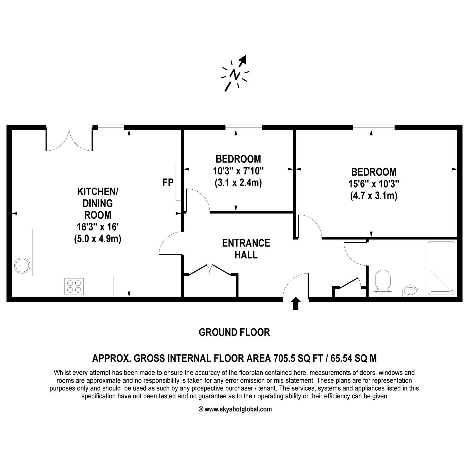 Floorplan - 2 Bedroom Apartment, Austin Place – Weybridge