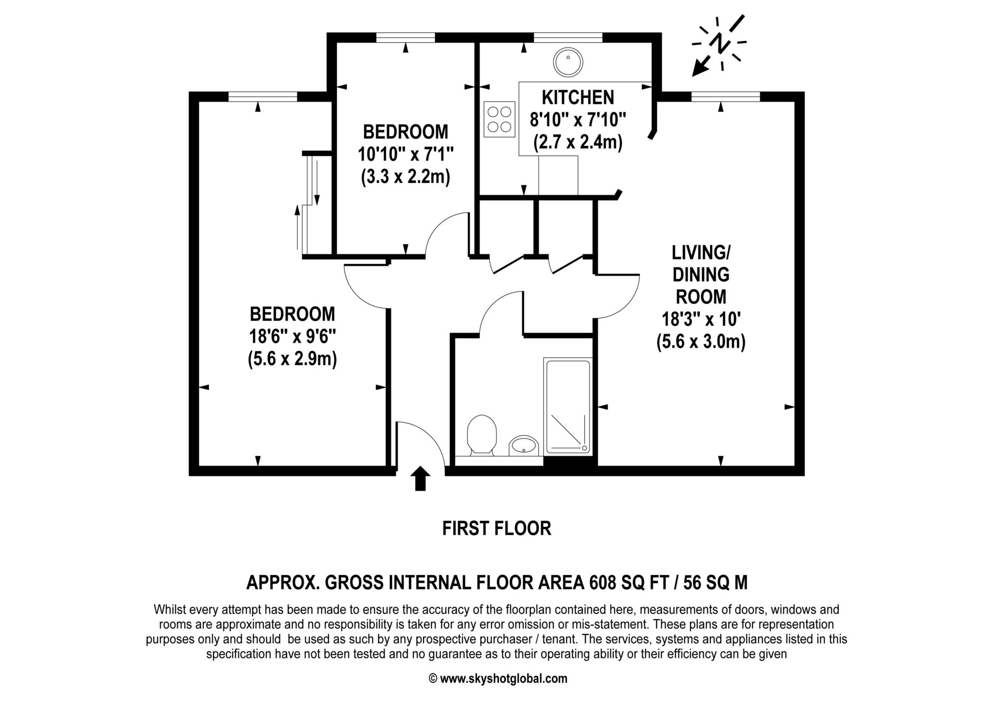 Floorplan - 2 Bedroom Apartment, Pitson Close – Addlestone