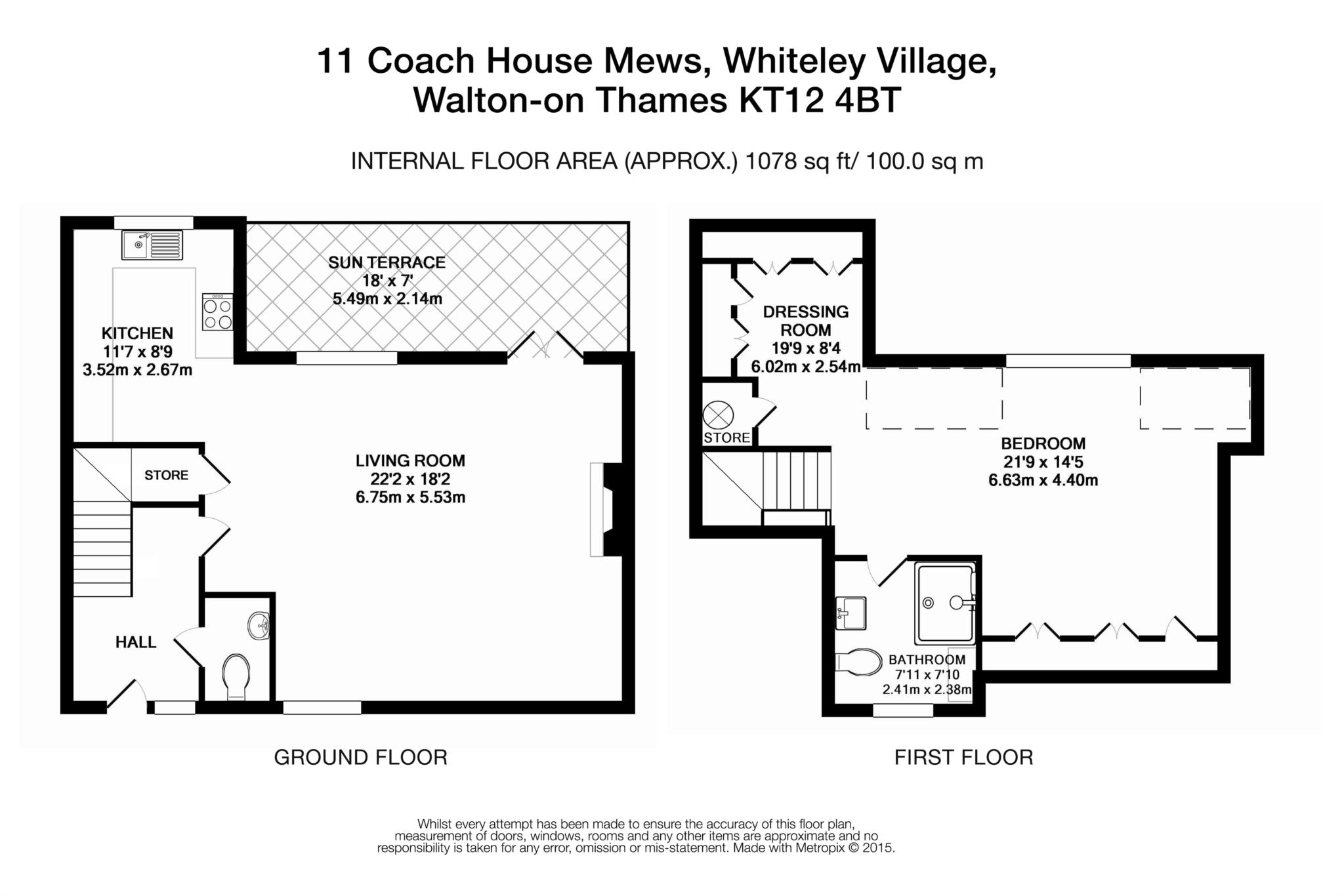 Floorplan - 1 Bedroom Cottage, Coach House Mews – Walton