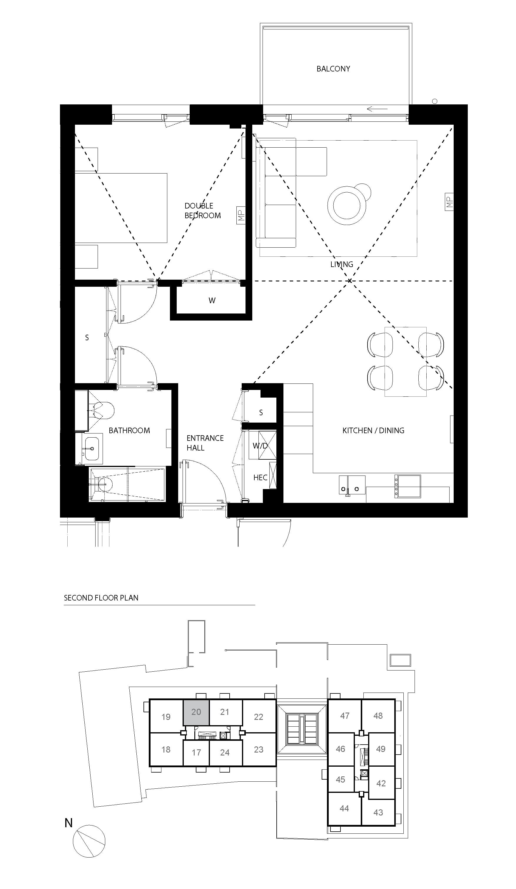 Floorplan - 1 Bedroom Apartment, Cobham Bowers –  Cobham