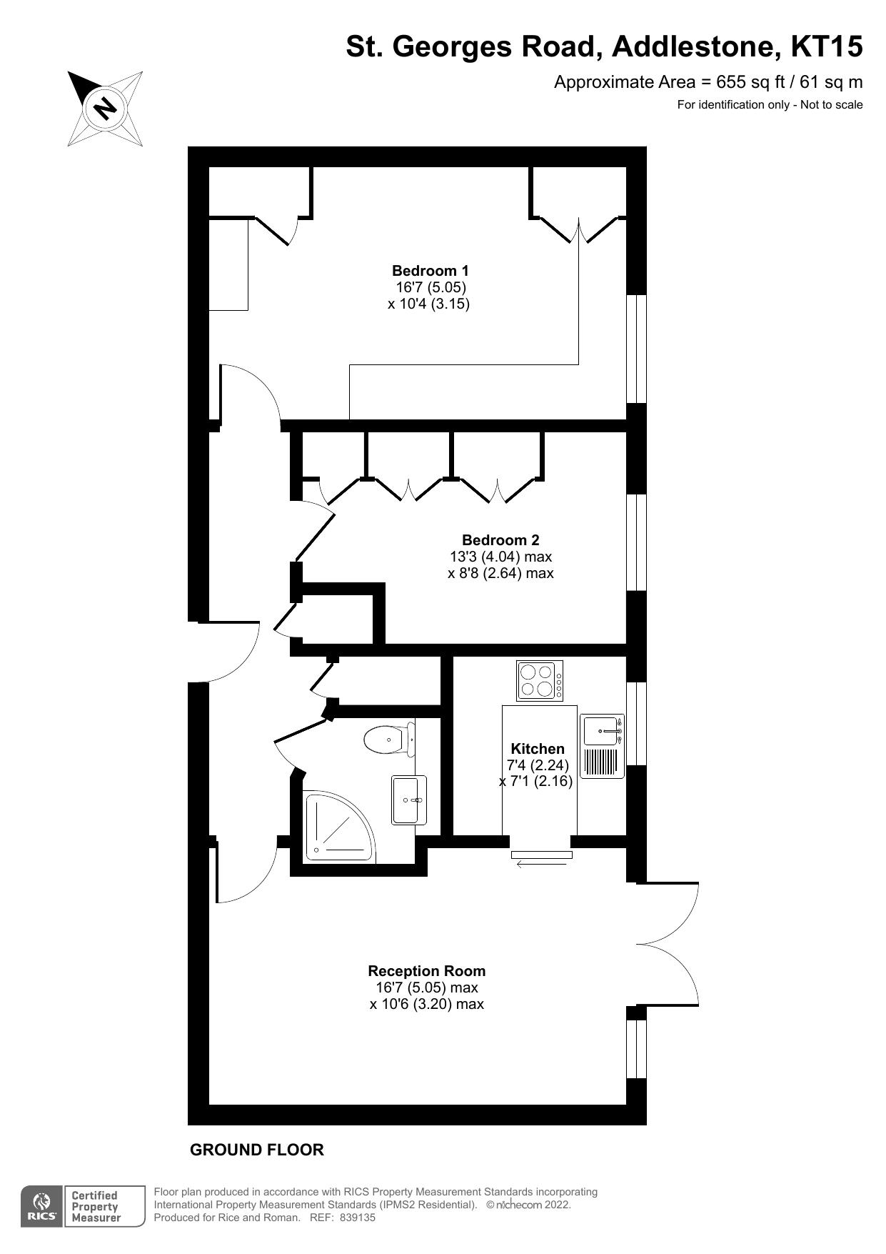 Floorplan - 2 Bedroom Apartment, St Georges Court – Addlestone