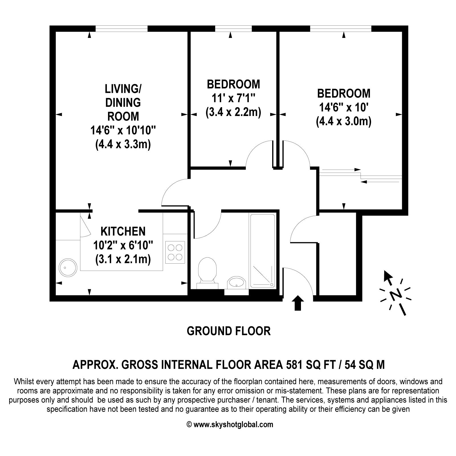 Floorplan - 2 Bedroom Apartment, Pitson Close – Addlestone