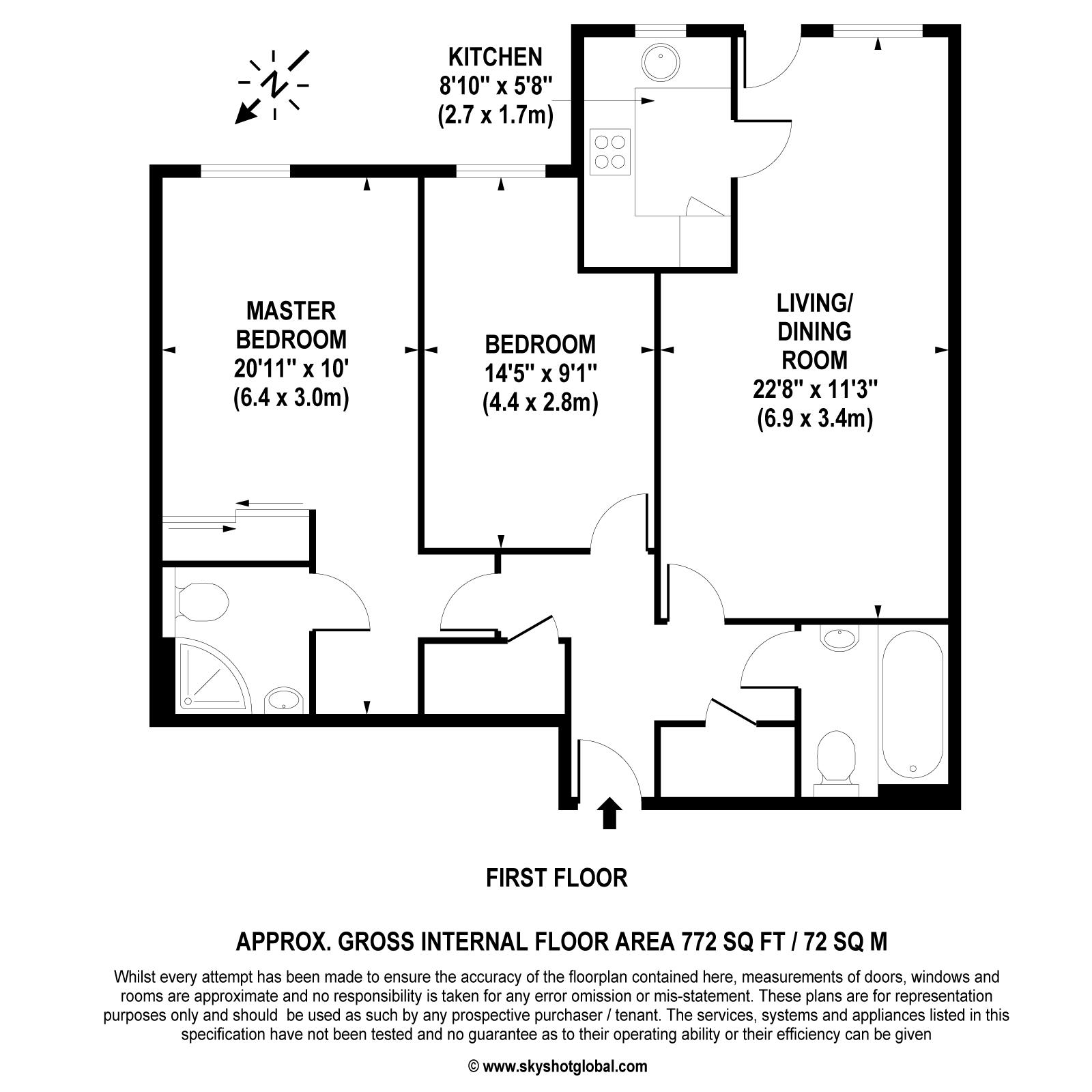 Floorplan - 2 Bedroom Apartment, Dial Stone Court – Weybridge