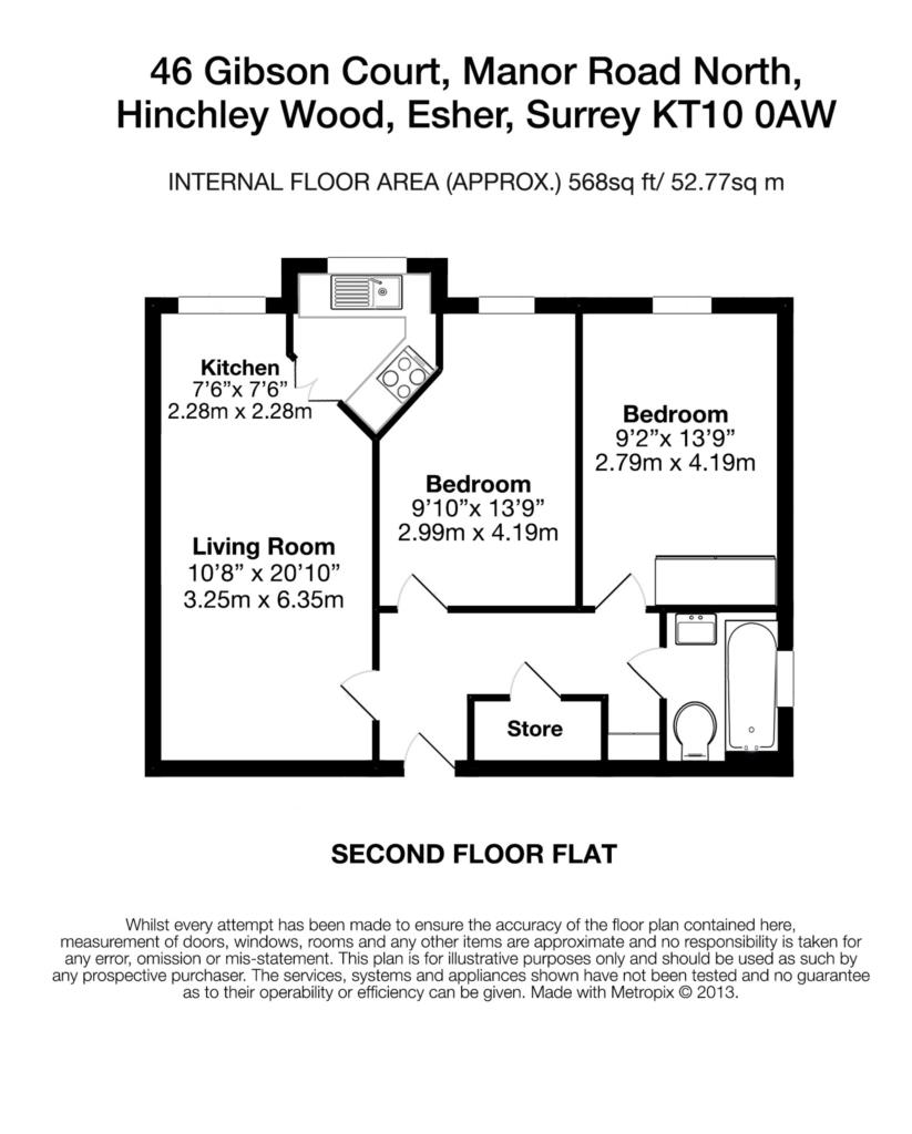 Floorplan - 2 Bedroom Apartment, Gibson Court – Hinchley Wood