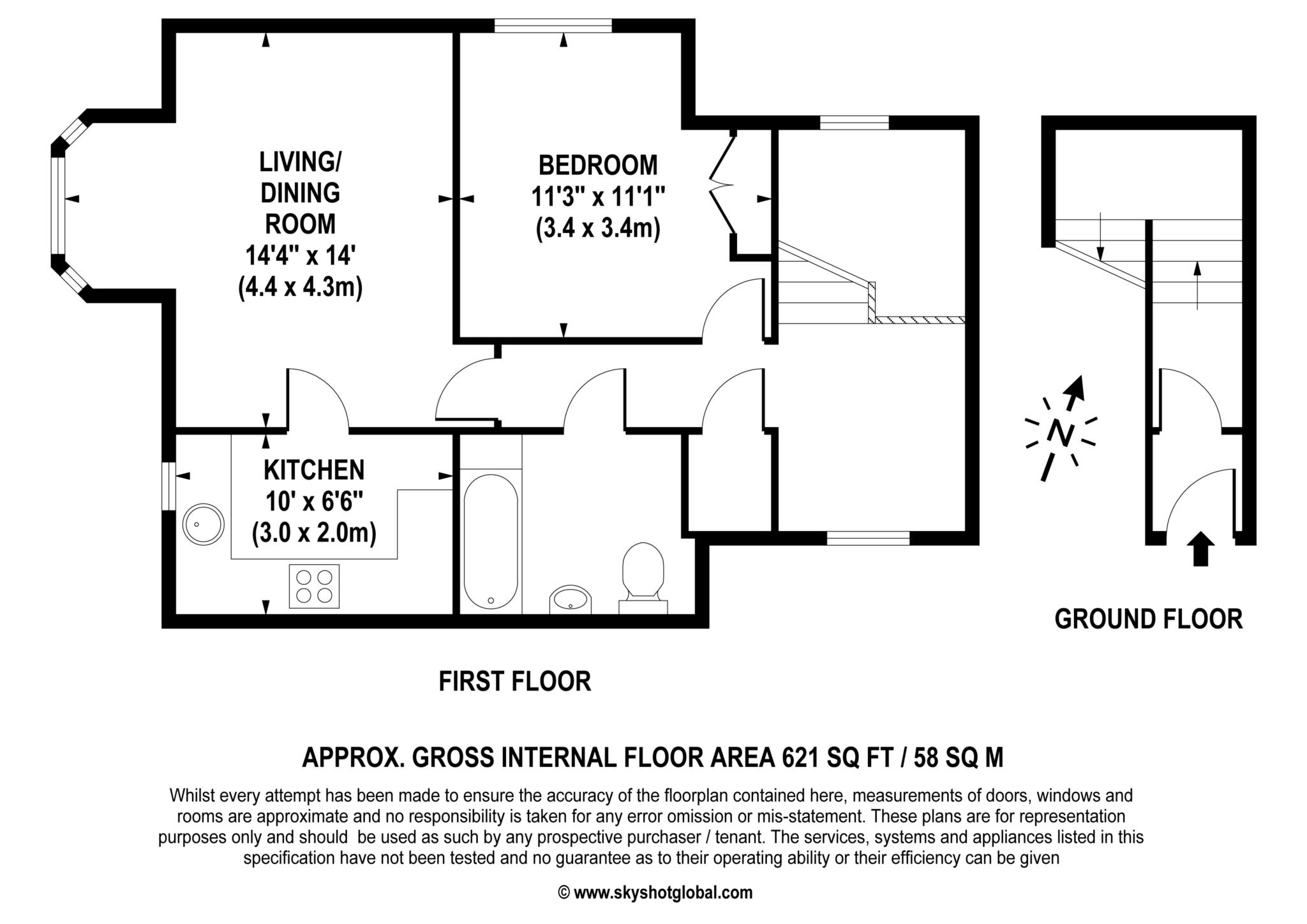 Floorplan - 1 Bedroom Apartment, Elizabeth Hart Court – Weybridge