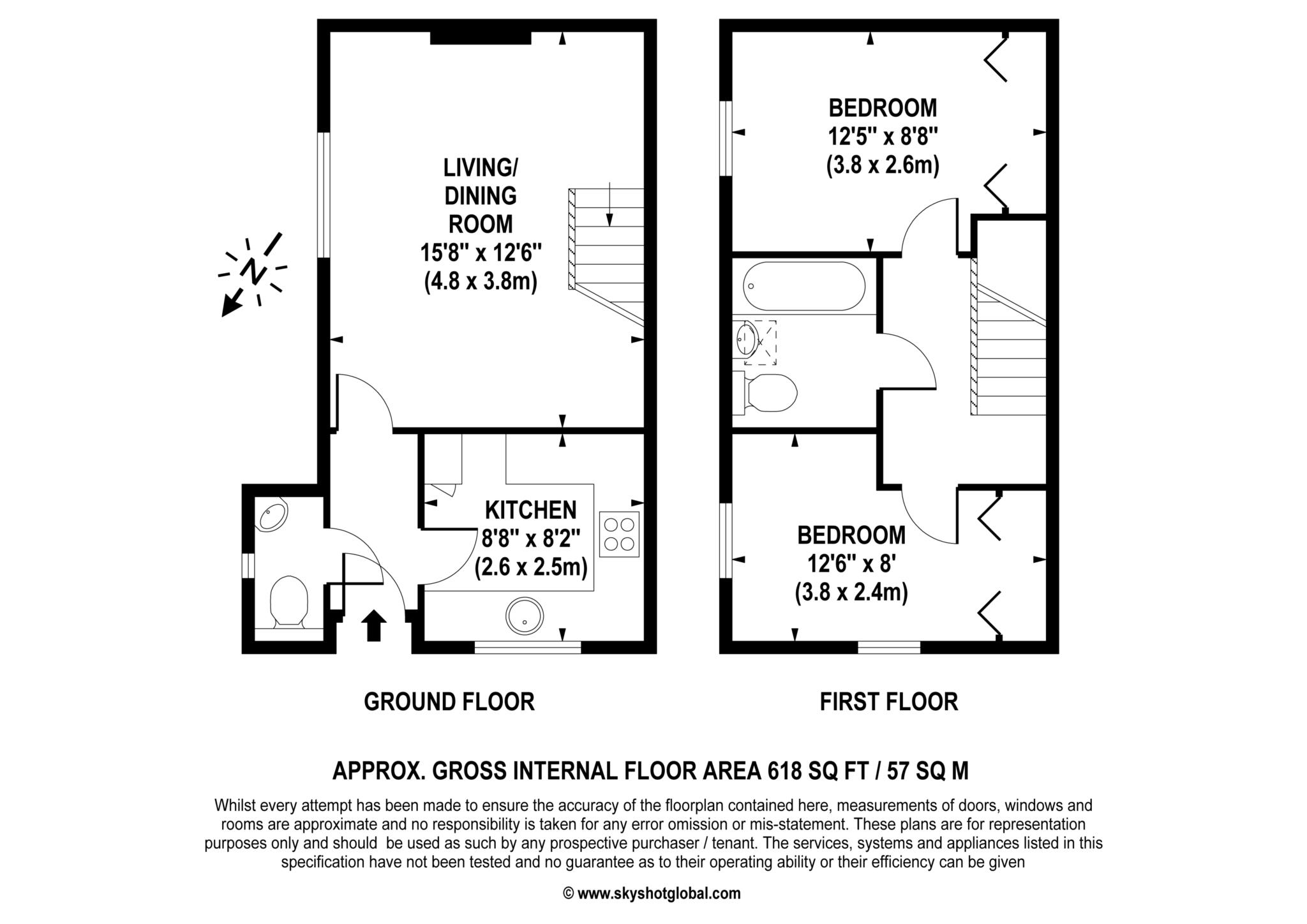 Floorplan - 2 Bedroom End Terrace, Lakeside – Ewell
