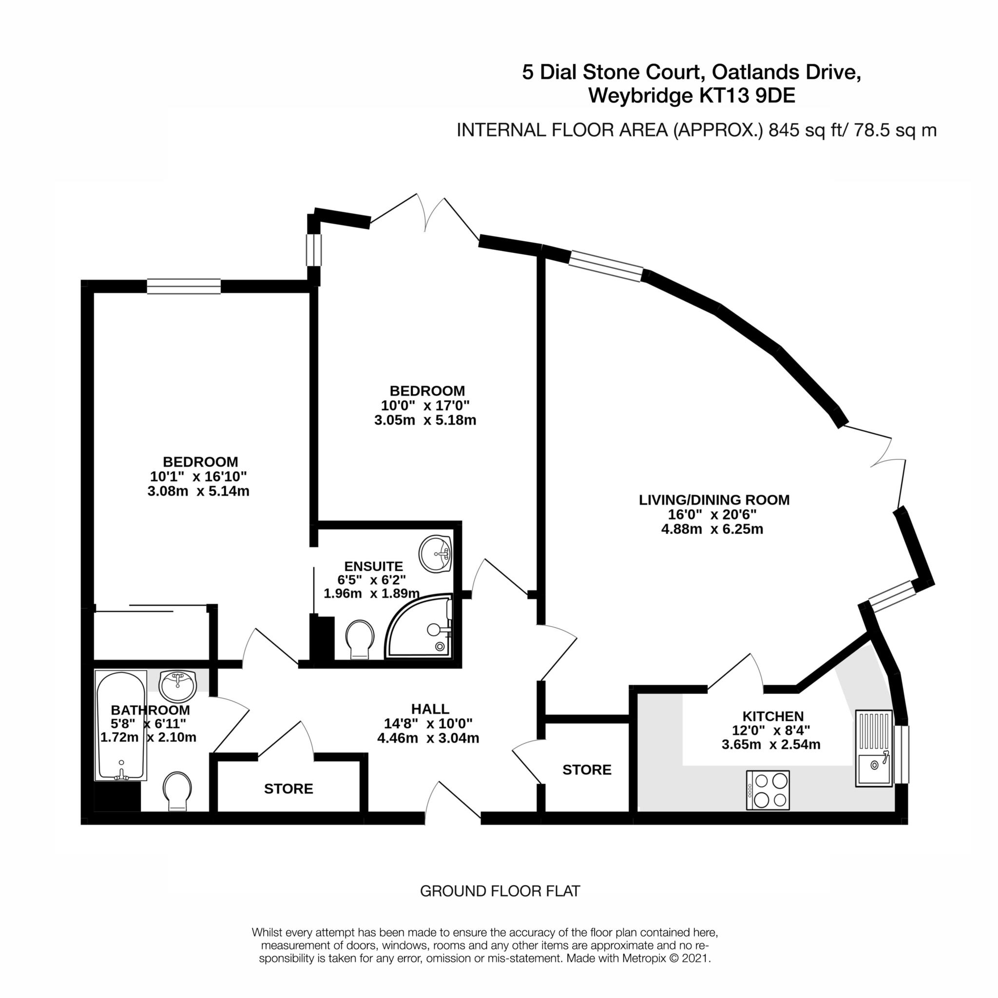 Floorplan - 2 Bedroom Apartment, Dial Stone Court – Weybridge
