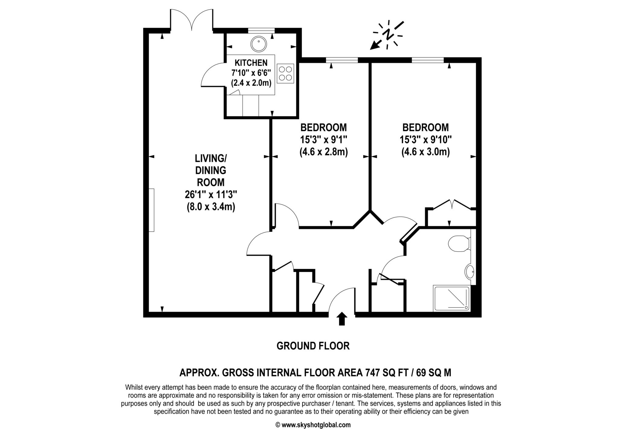 Floorplan - 2 Bedroom Apartment, Golden Court – Isleworth