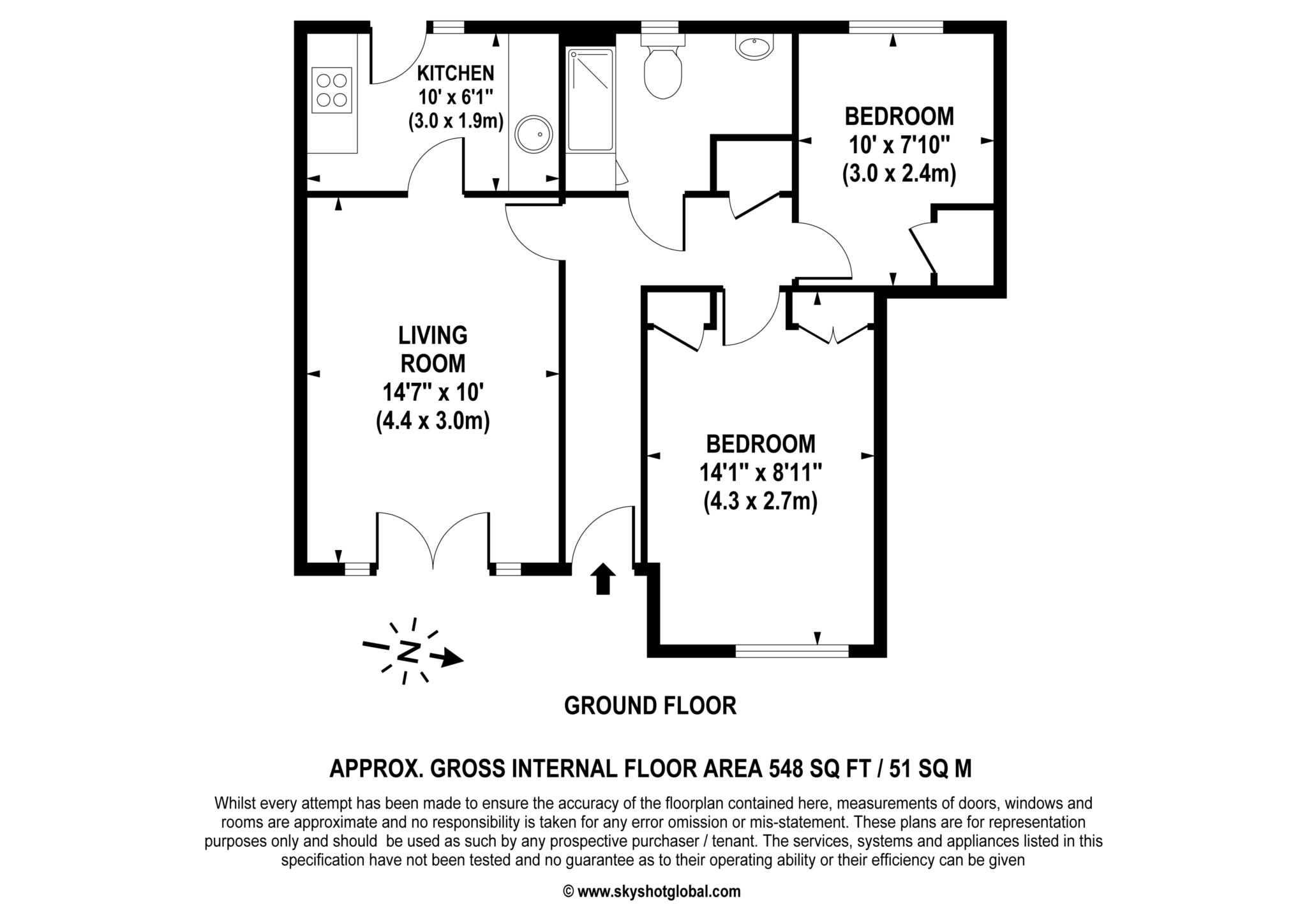 Floorplan - 2 Bedroom Apartment, Northumbria Court – Richmond