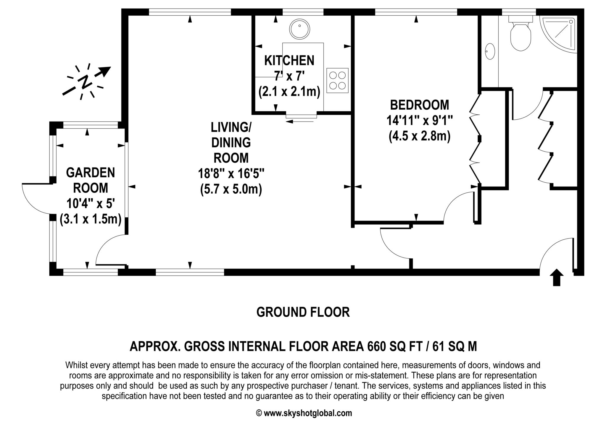Floorplan - 1 Bedroom Apartment, Gunters Mead – Esher