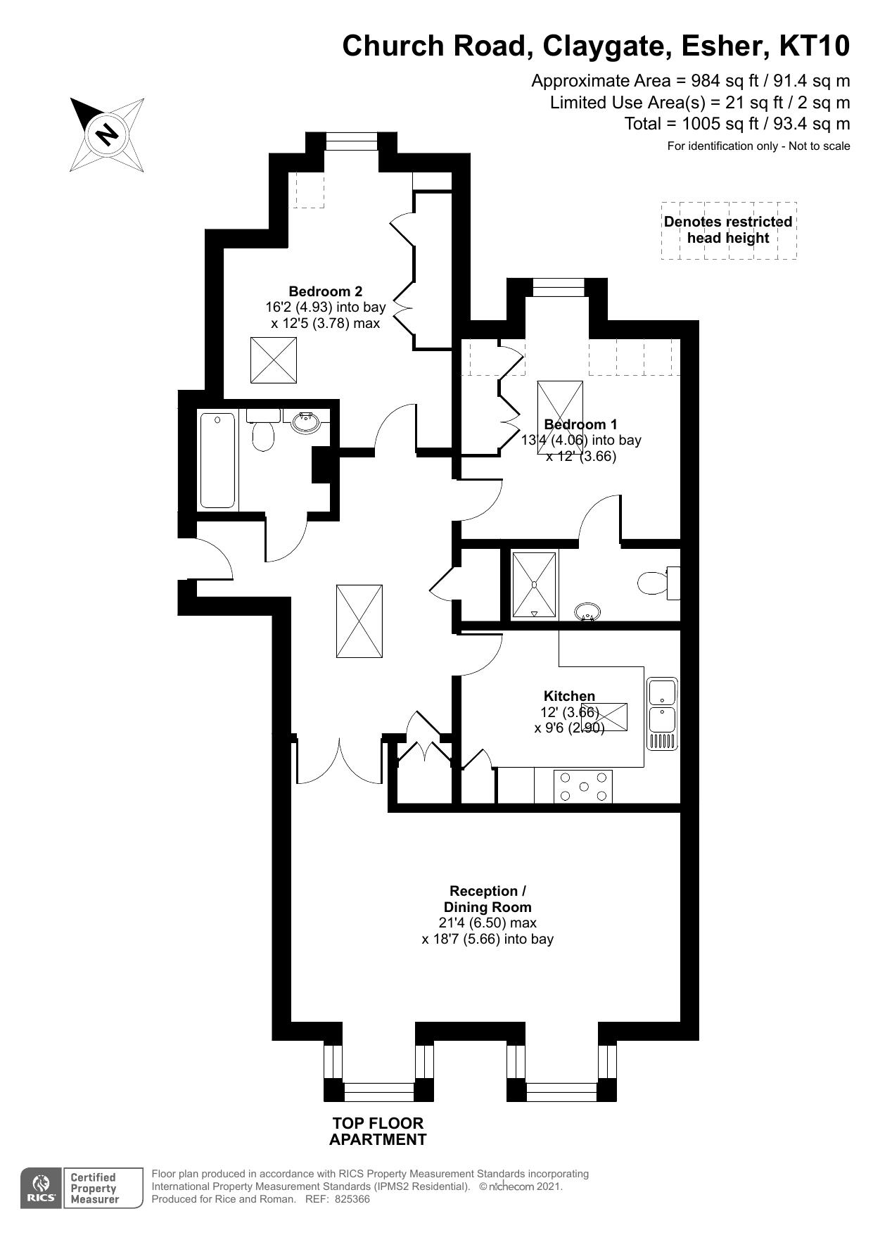 Floorplan - 2 Bedroom Apartment, Claremont Place – Claygate