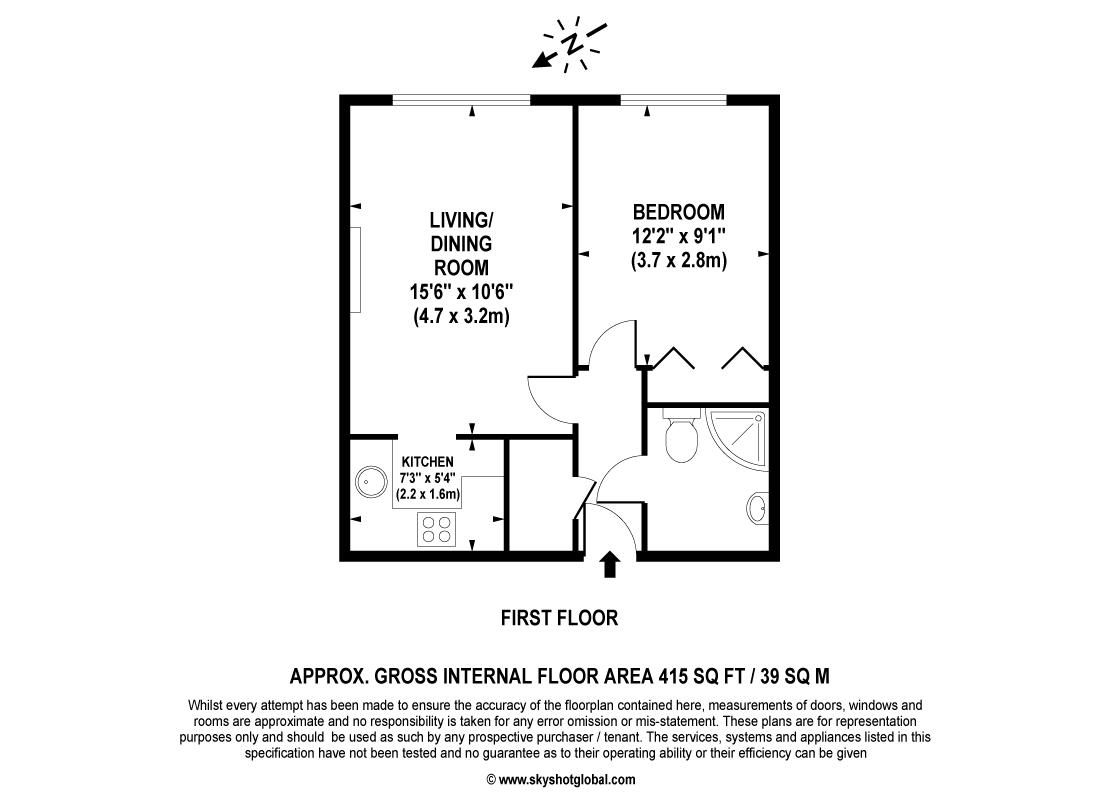 Floorplan - 1 Bedroom Apartment, Riverstone Court – Kingston