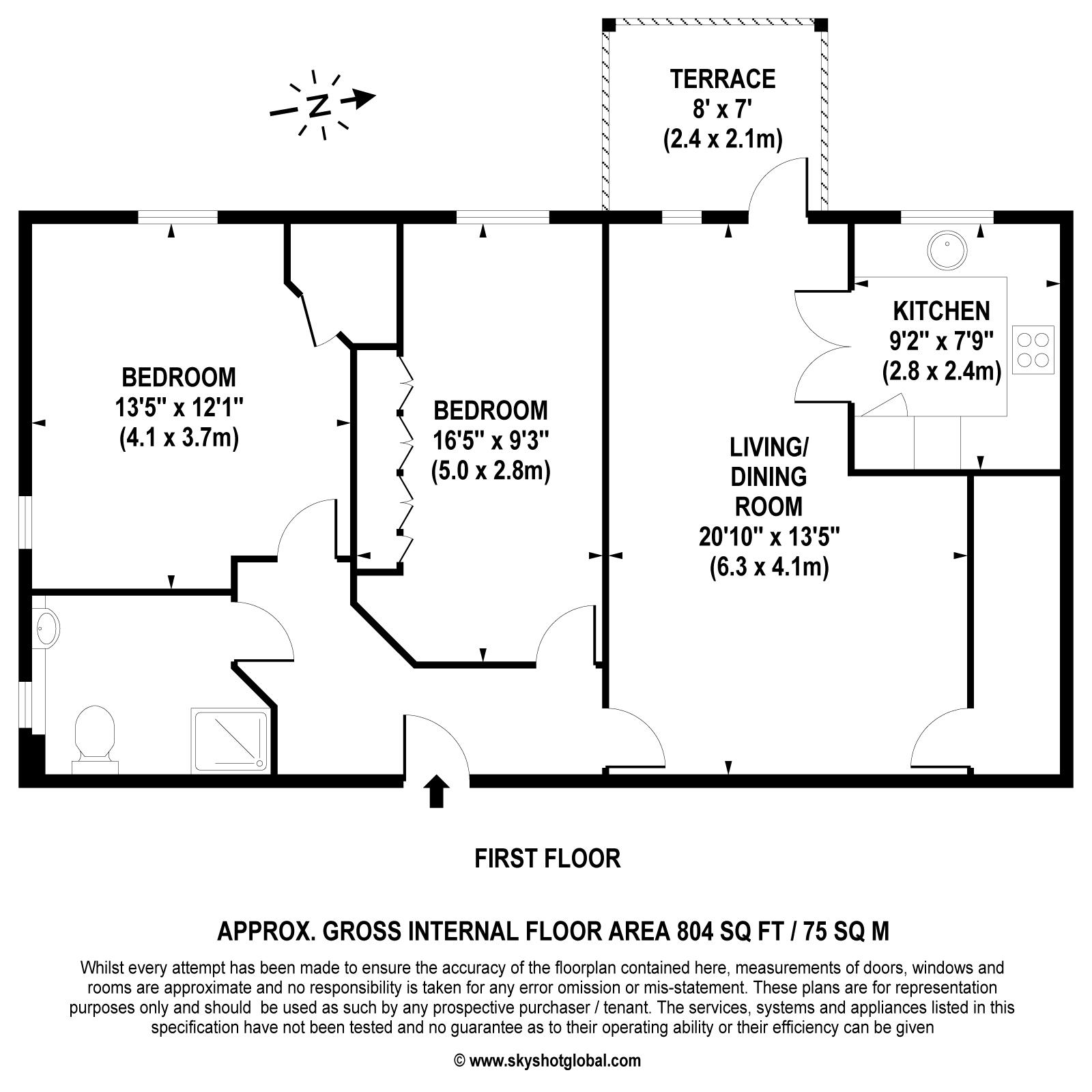 Floorplan - 2 Bedroom Apartment, Elles House – Wallington