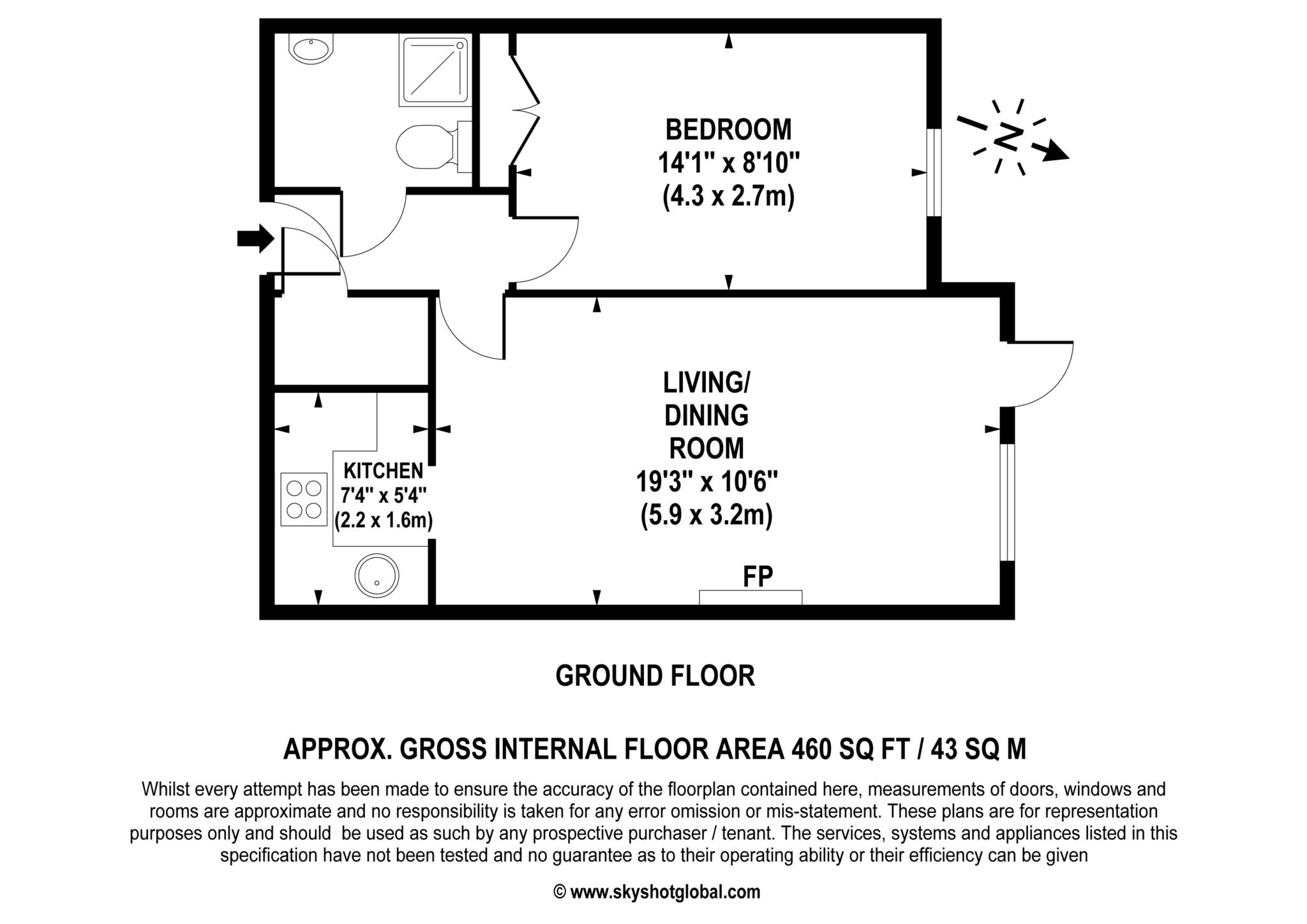 Floorplan - 1 Bedroom Apartment, Riverstone Court – Kingston