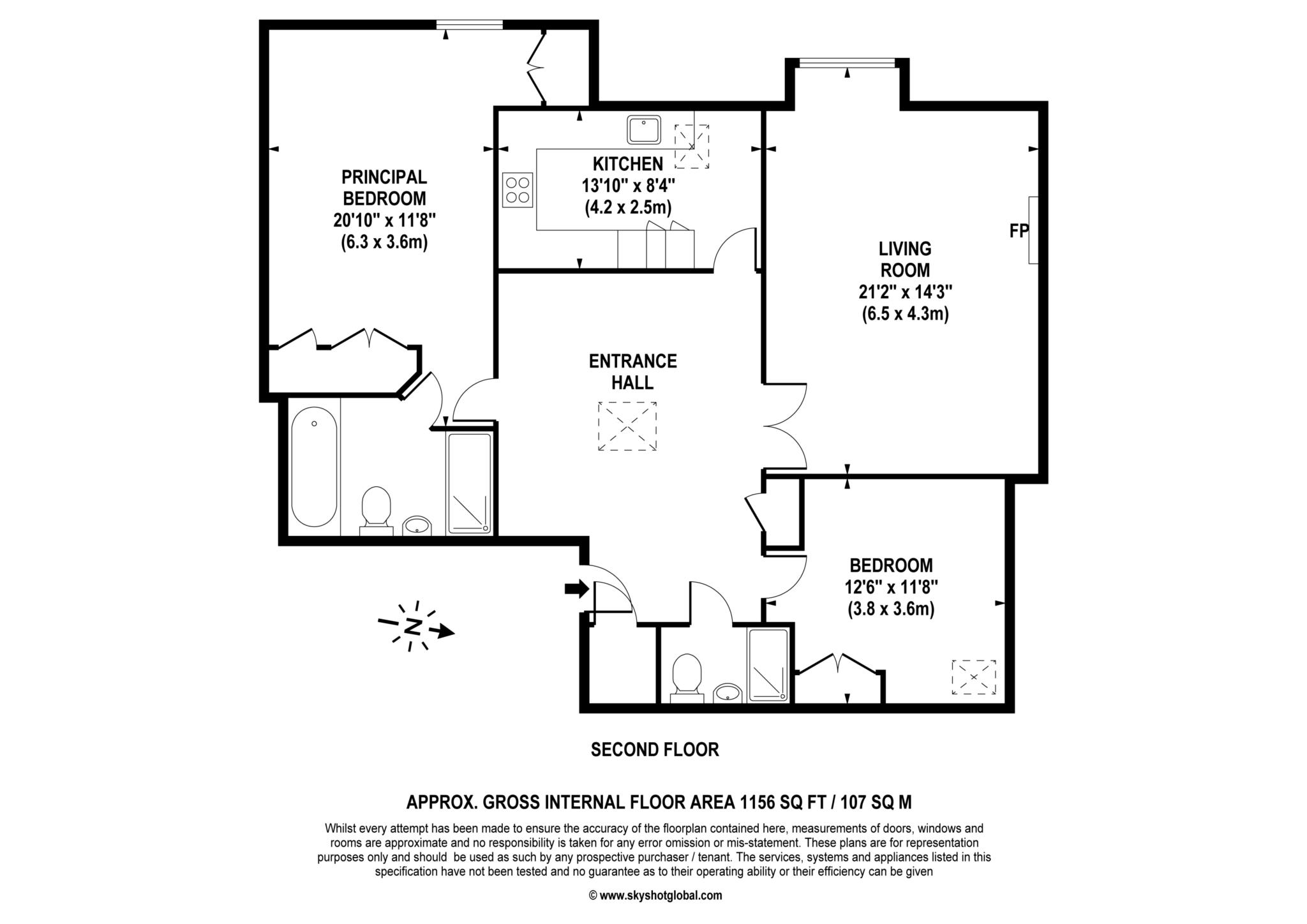 Floorplan - 2 Bedroom Apartment, Claremont Place – Claygate