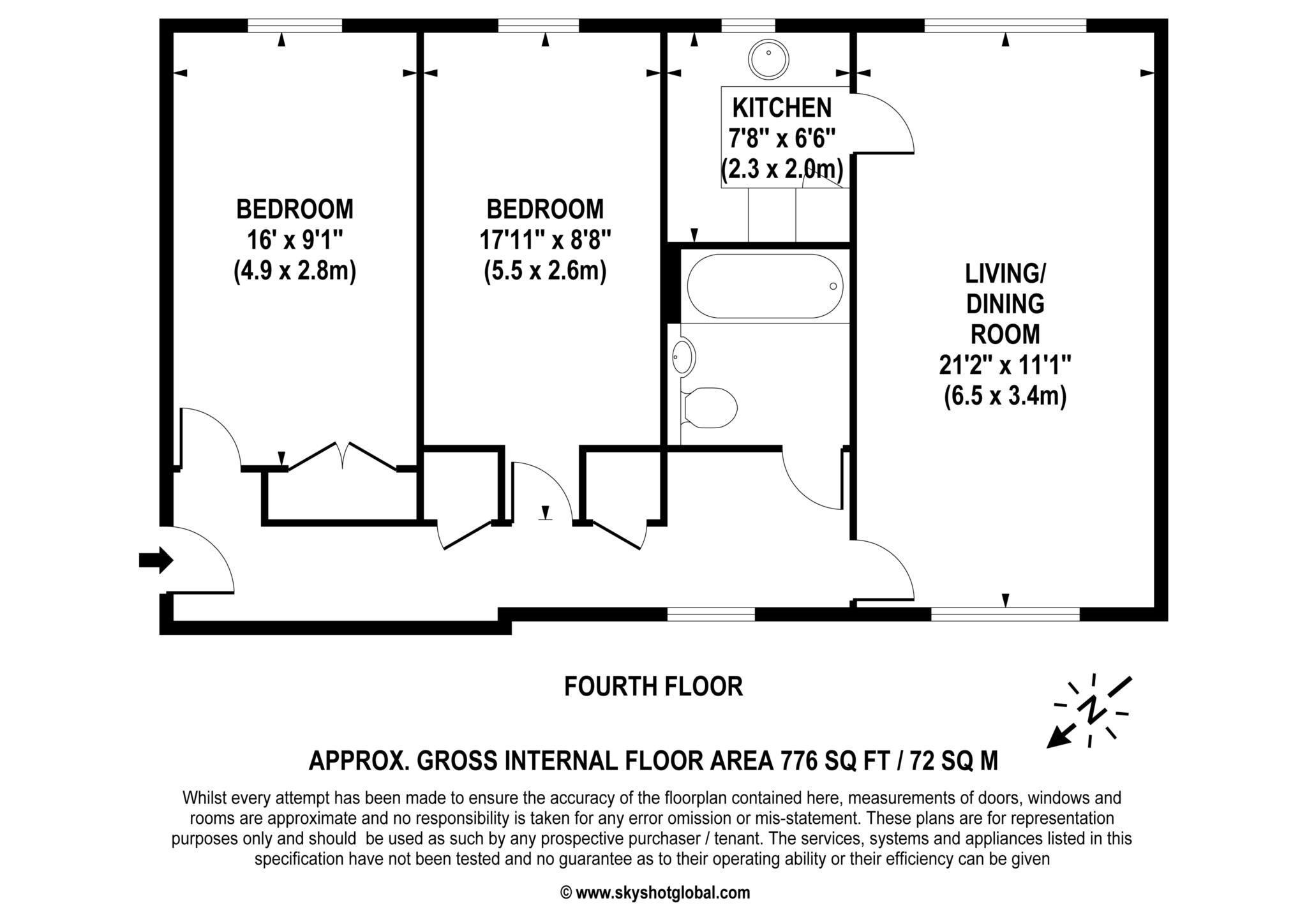 Floorplan - 2 Bedroom Apartment, Golden Court – Isleworth