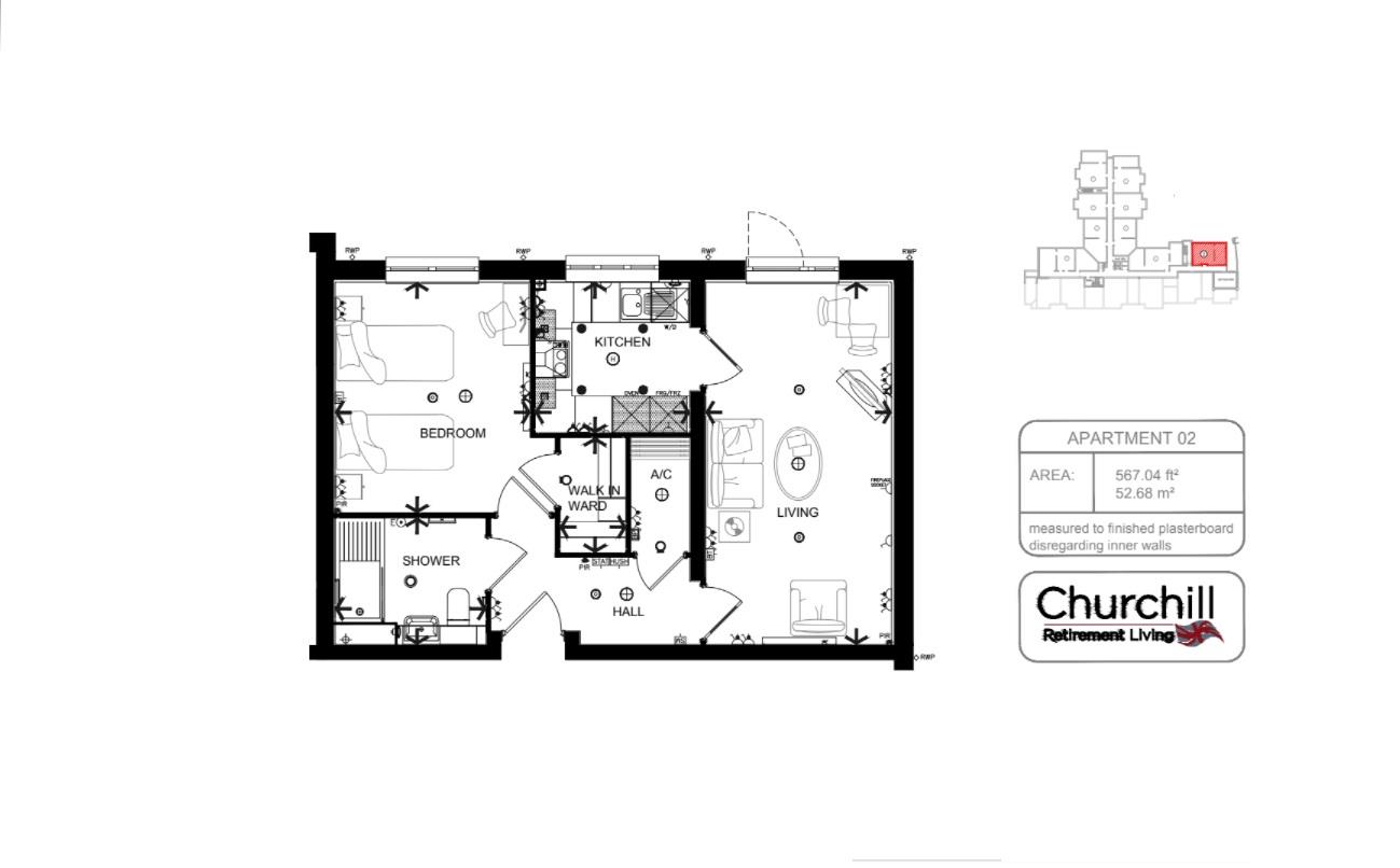 Floorplan - 1 Bedroom Apartment, Stanley Lodge – Epsom