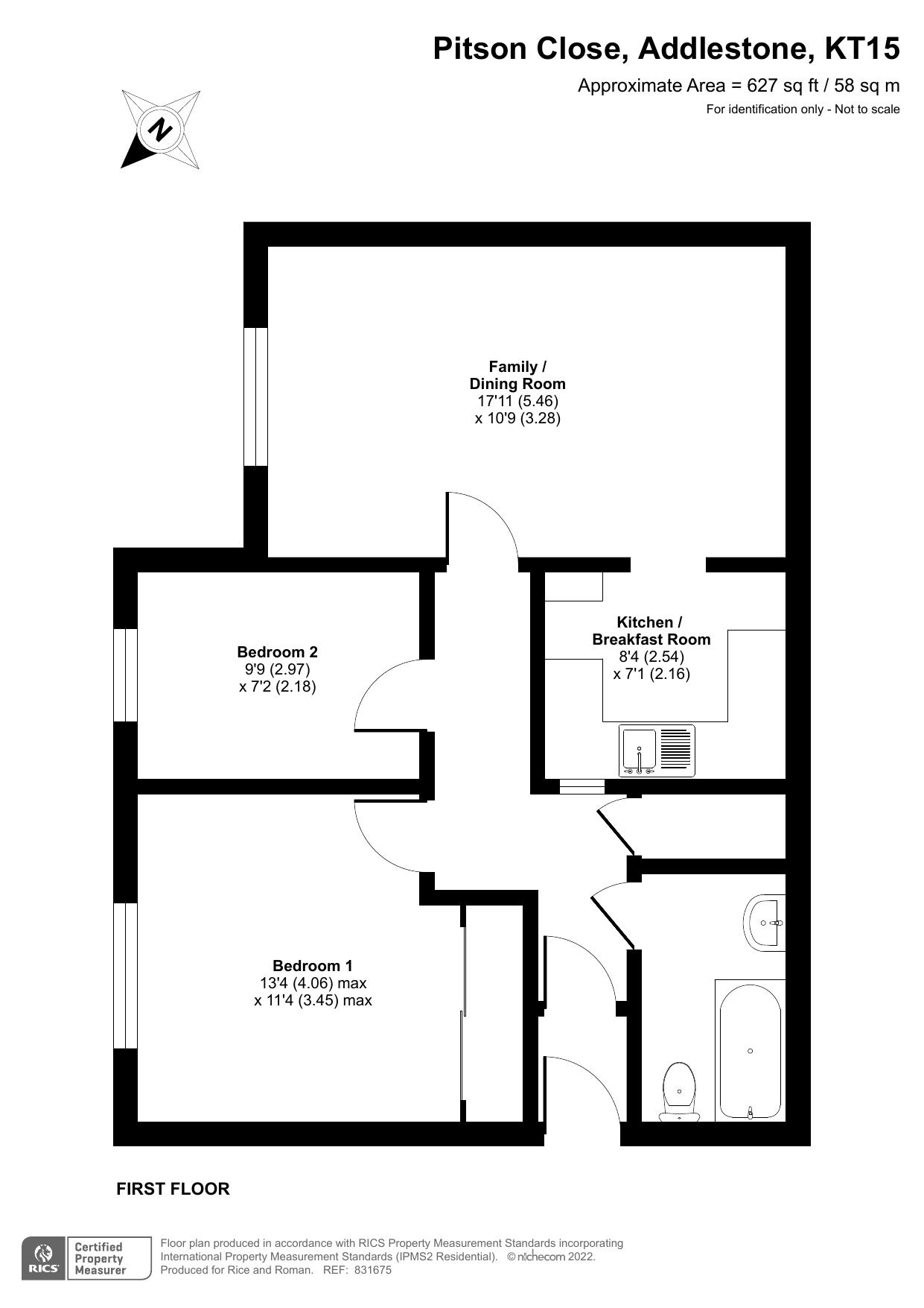 Floorplan - 2 Bedroom Apartment, Pitson Close – Addlestone