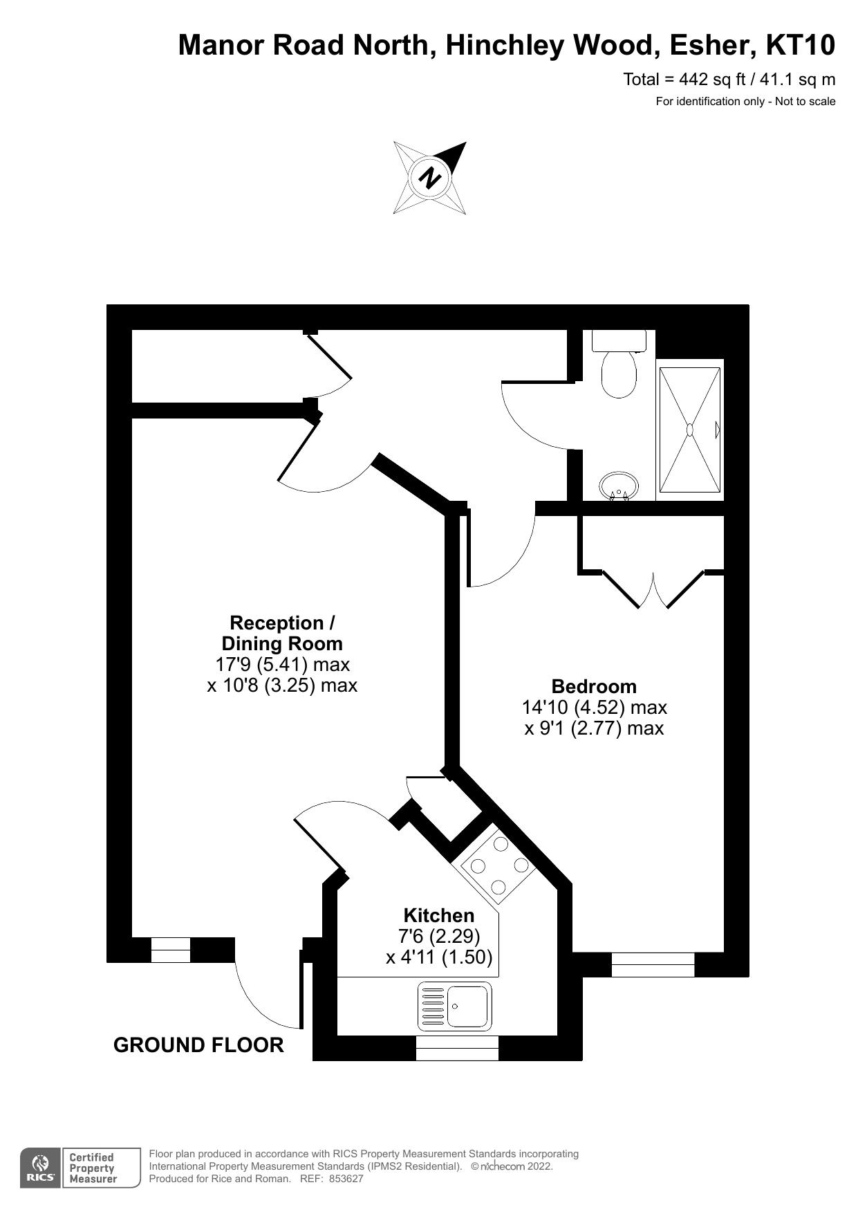 Floorplan - 1 Bedroom Apartment, Gibson Court – Hinchley Wood