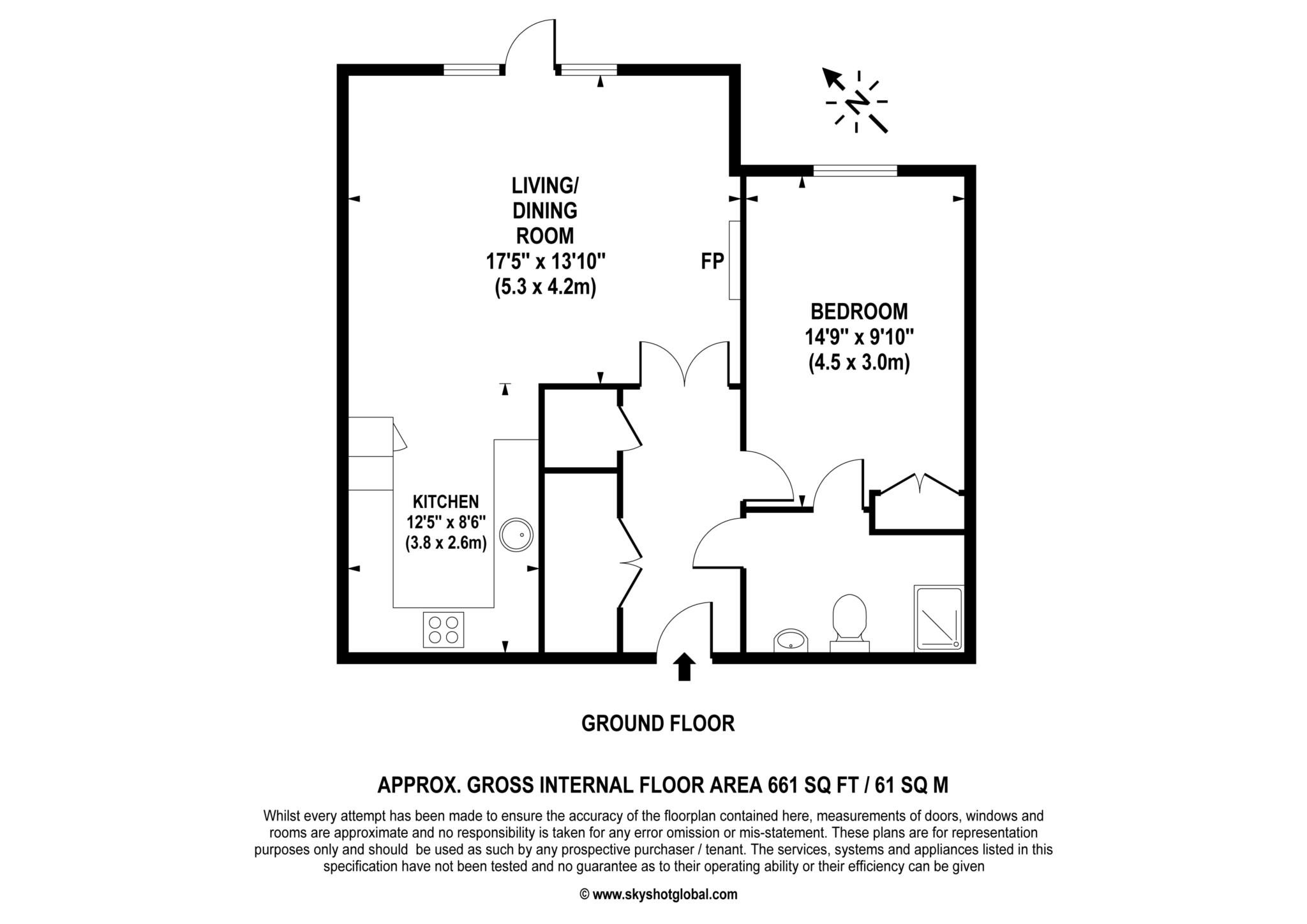 Floorplan - 1 Bedroom Apartment, Austin Place – Weybridge