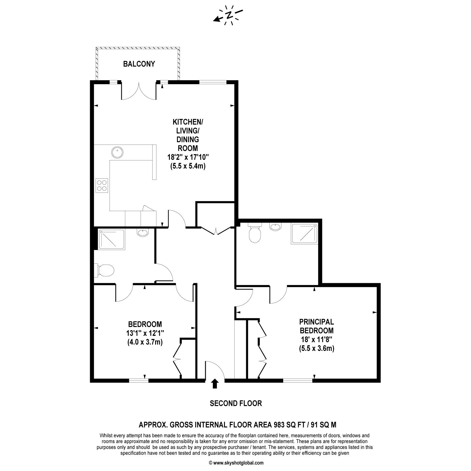 Floorplan - 2 Bedroom Apartment, Lynwood Village – Ascot
