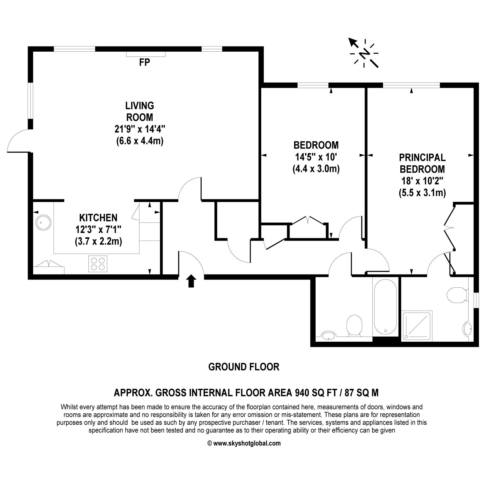 Floorplan - 2 Bedroom Flat, Templeton Court – Hampton Hill