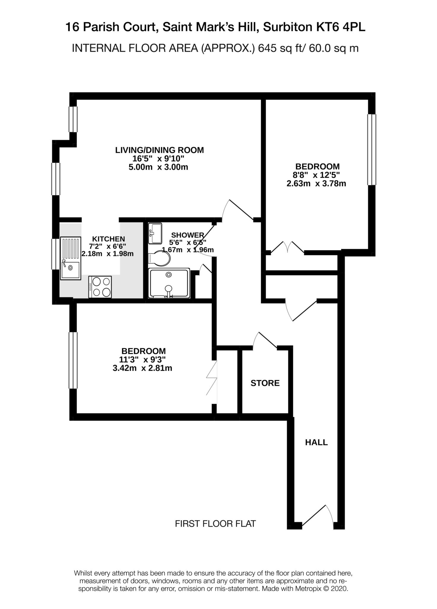 Floorplan - 2 Bedroom Apartment, Parish Court – Surbiton