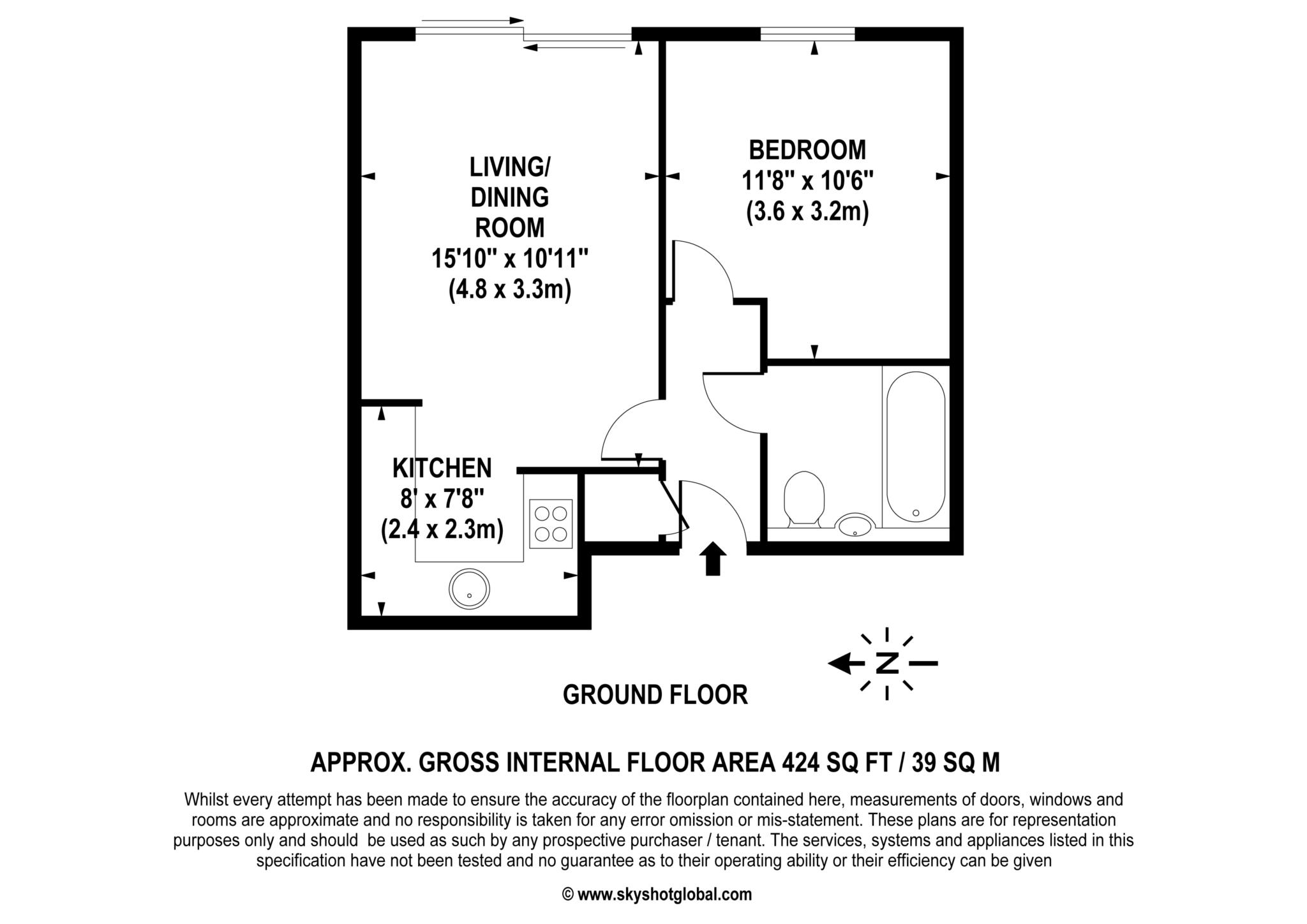 Floorplan - 1 Bedroom Apartment, Pitson Close – Addlestone