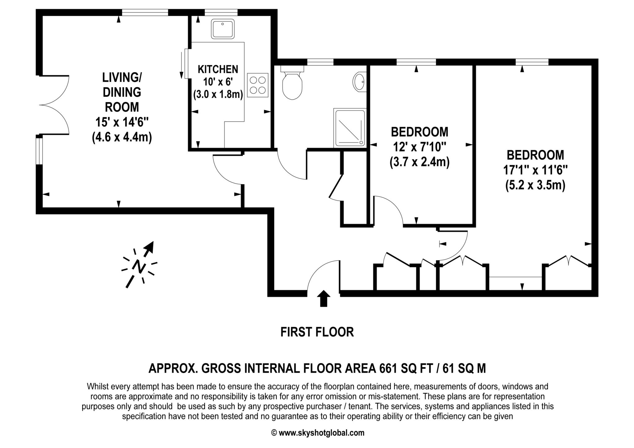 Floorplan - 2 Bedroom Apartment, St Georges Court – Addlestone