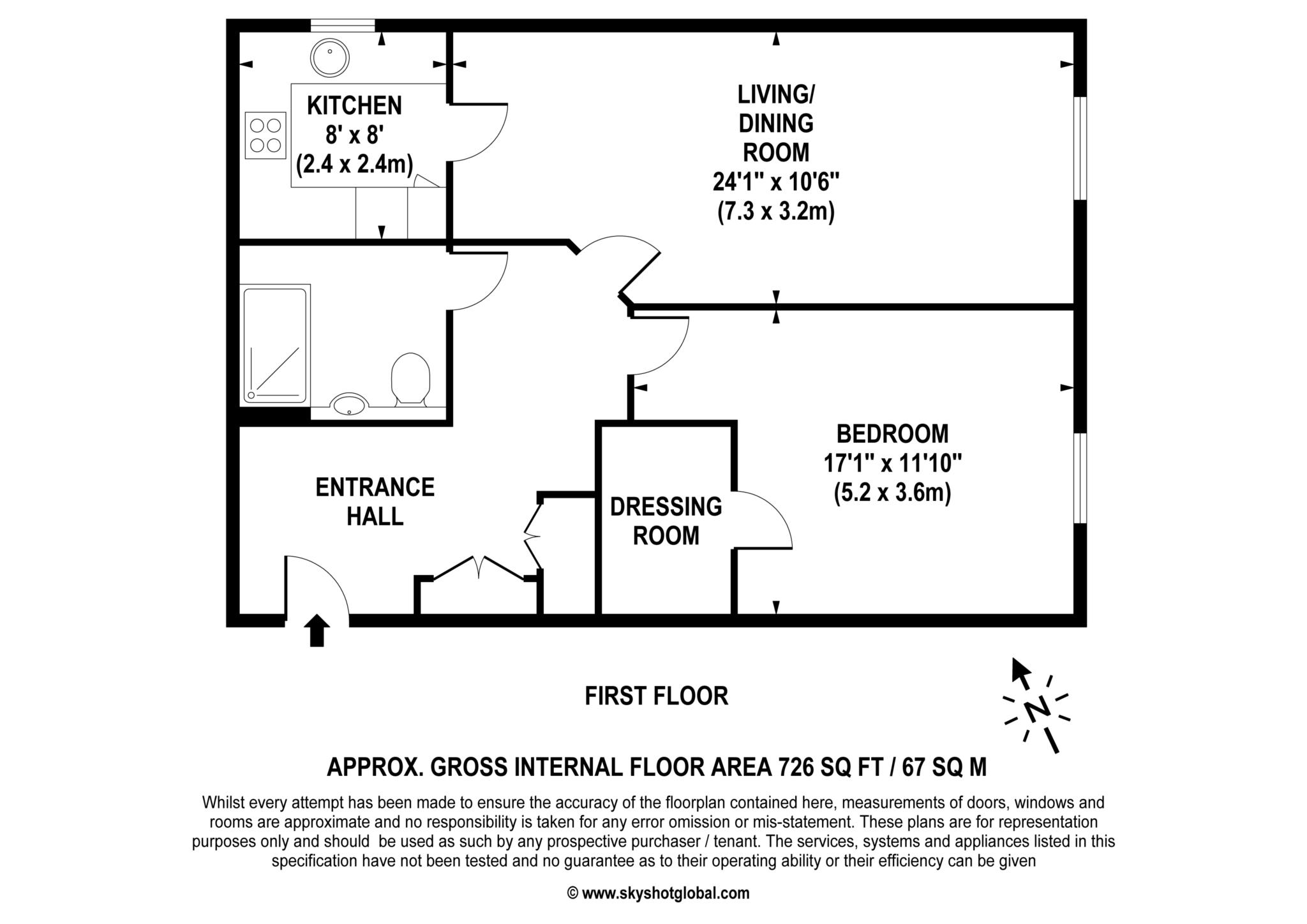 Floorplan - 1 Bedroom Apartment, Beck House – Isleworth