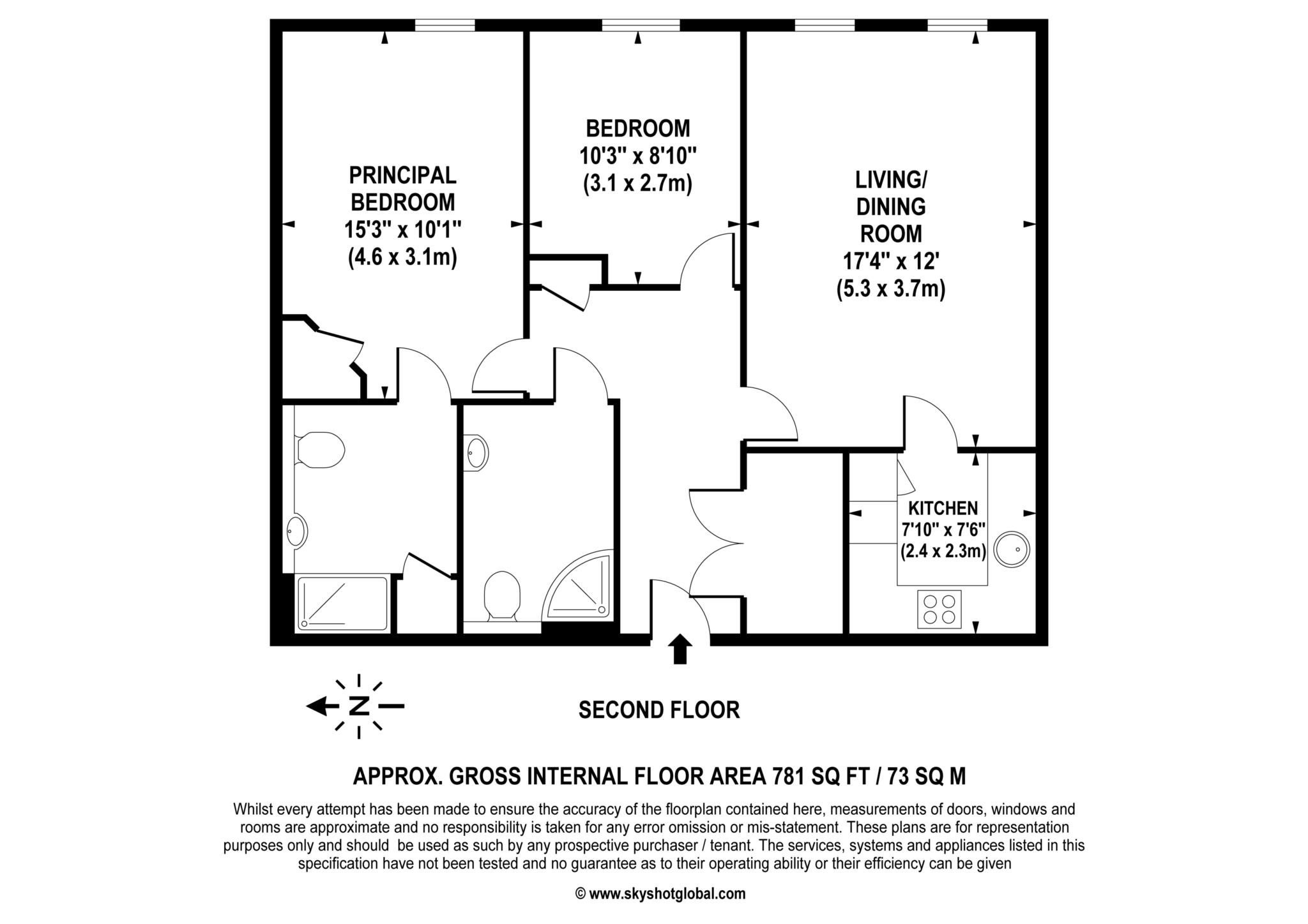 Floorplan - 2 Bedroom Apartment, Beck House – Isleworth