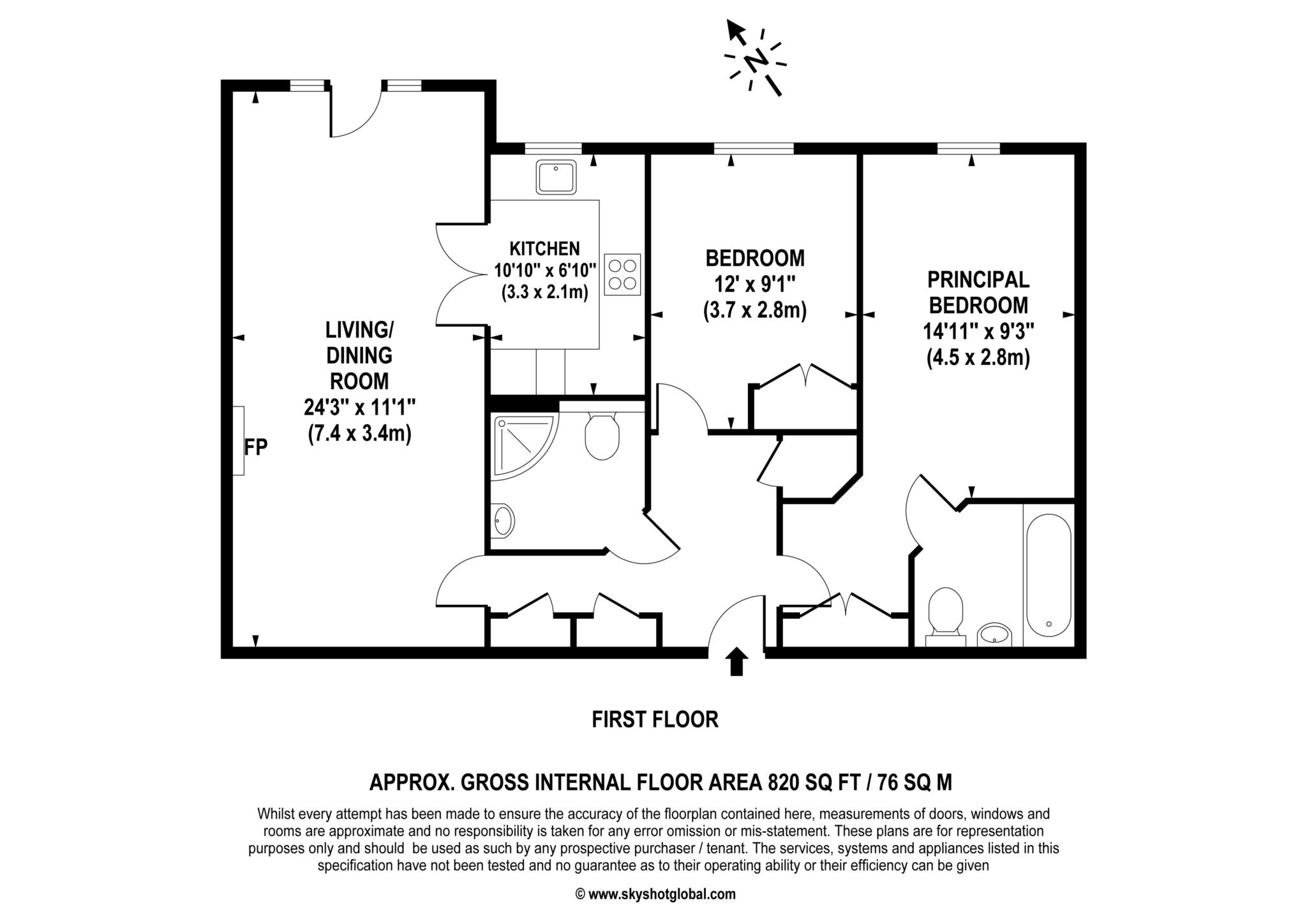Floorplan - 2 Bedroom Apartment, Pegasus Court – Leatherhead