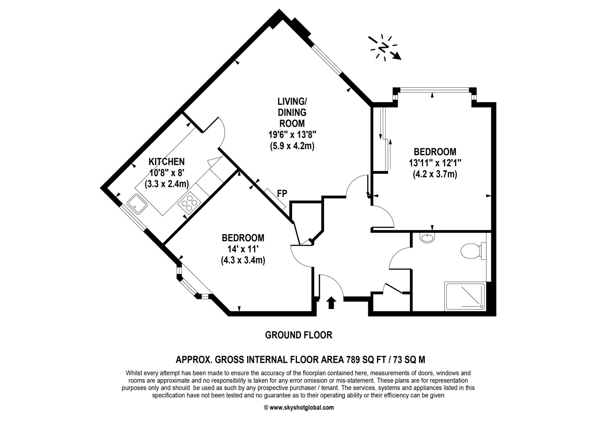 Floorplan - 2 Bedroom Apartment, Fullerton Court – Teddington