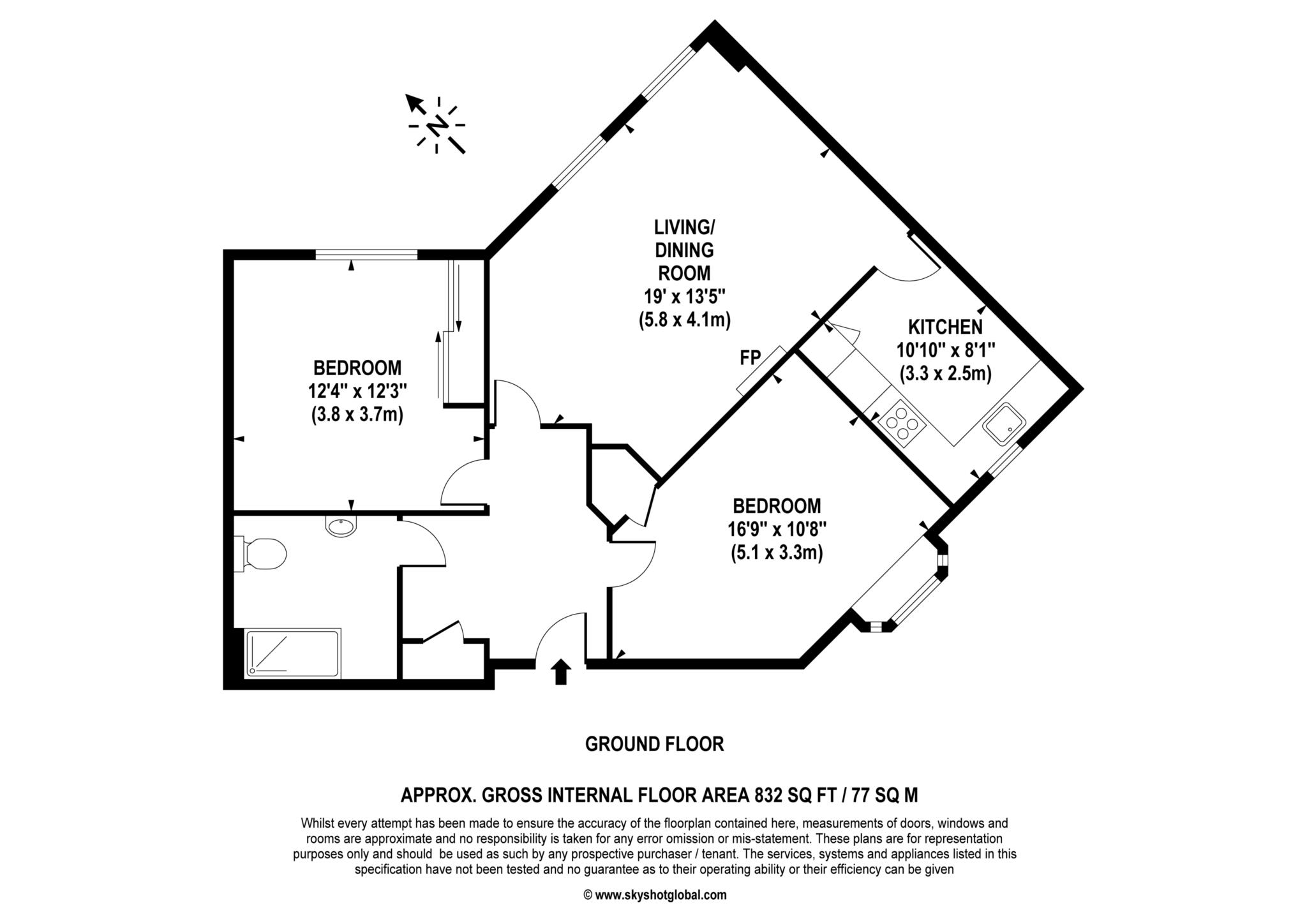 Floorplan - 2 Bedroom Apartment, Fullerton Court – Teddington