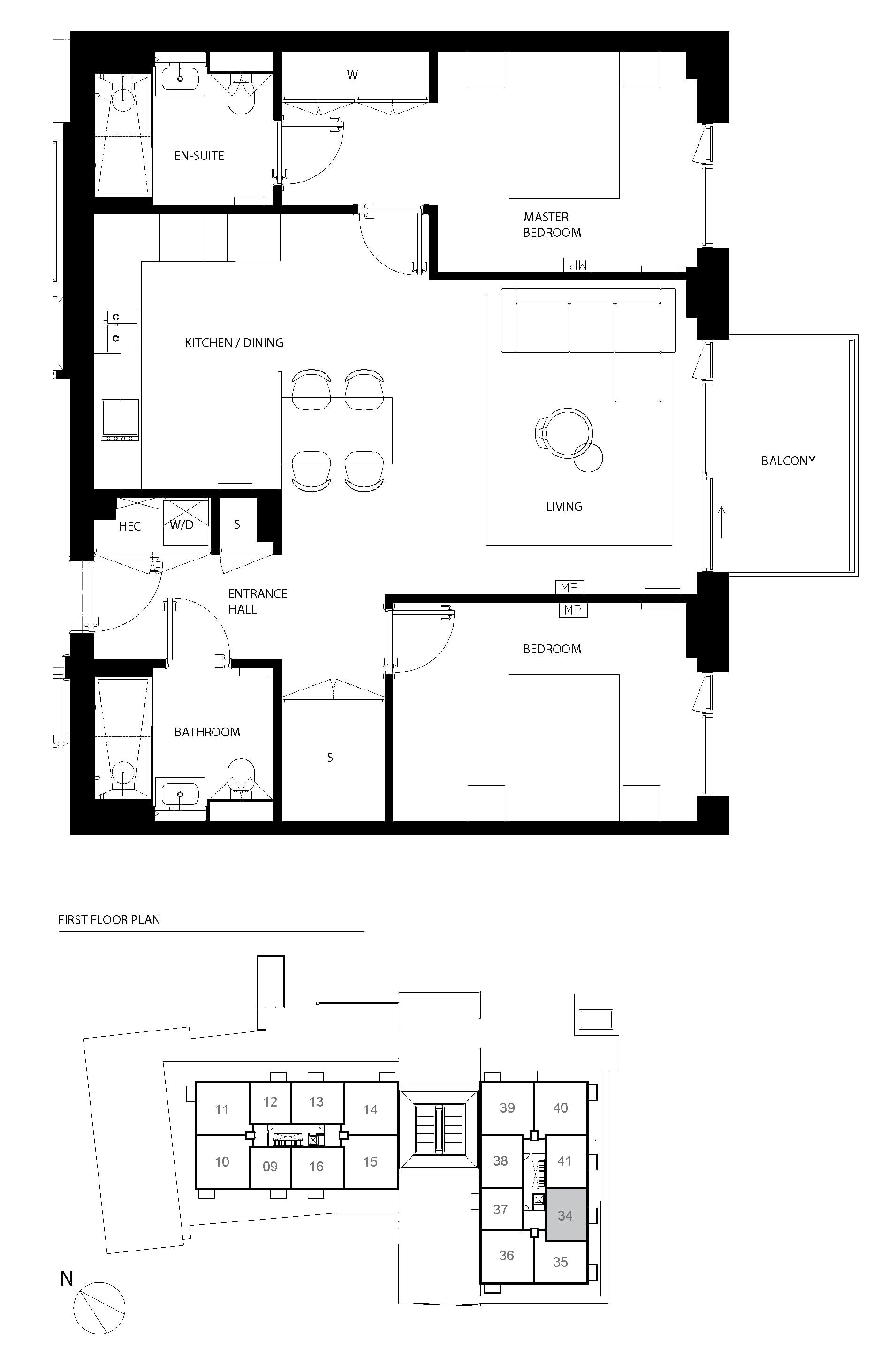 Floorplan - 2 Bedroom Apartment, Cobham Bowers –  Cobham