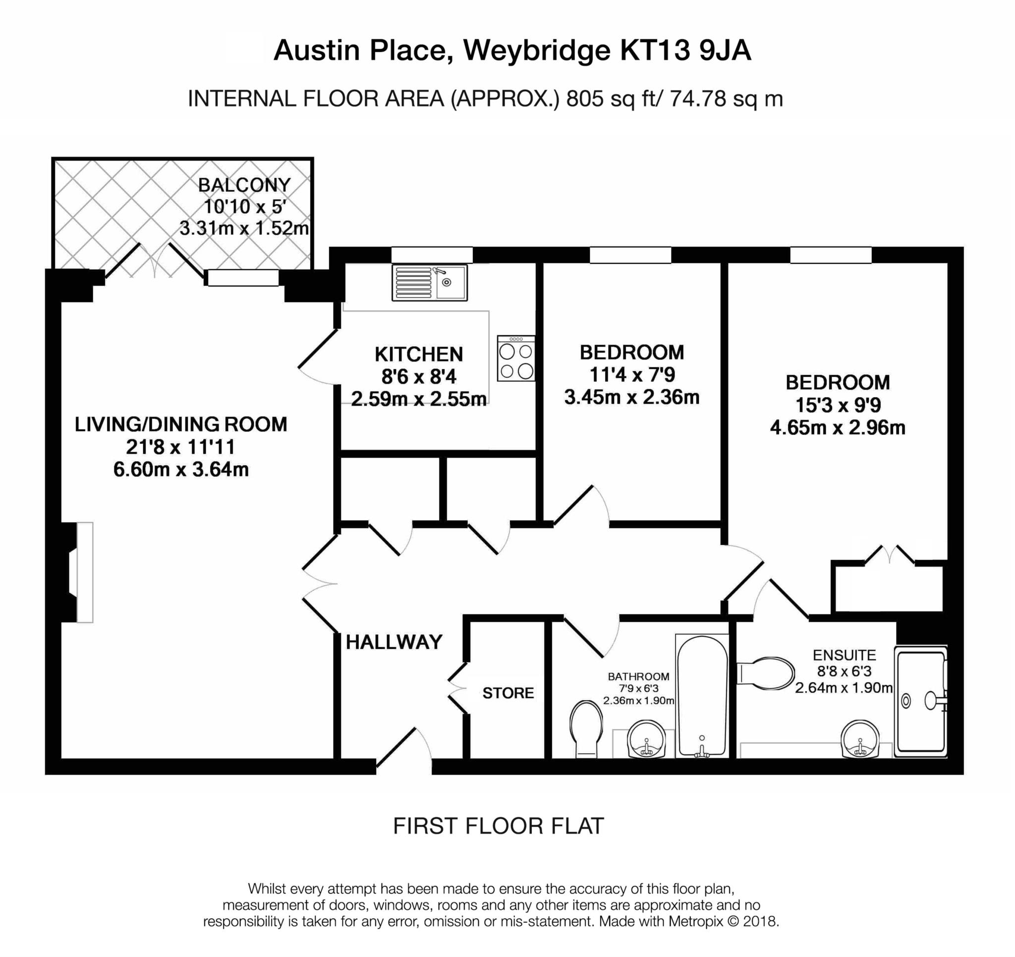 2 Bedroom Apartment, Austin Place Weybridge Rice and Roman