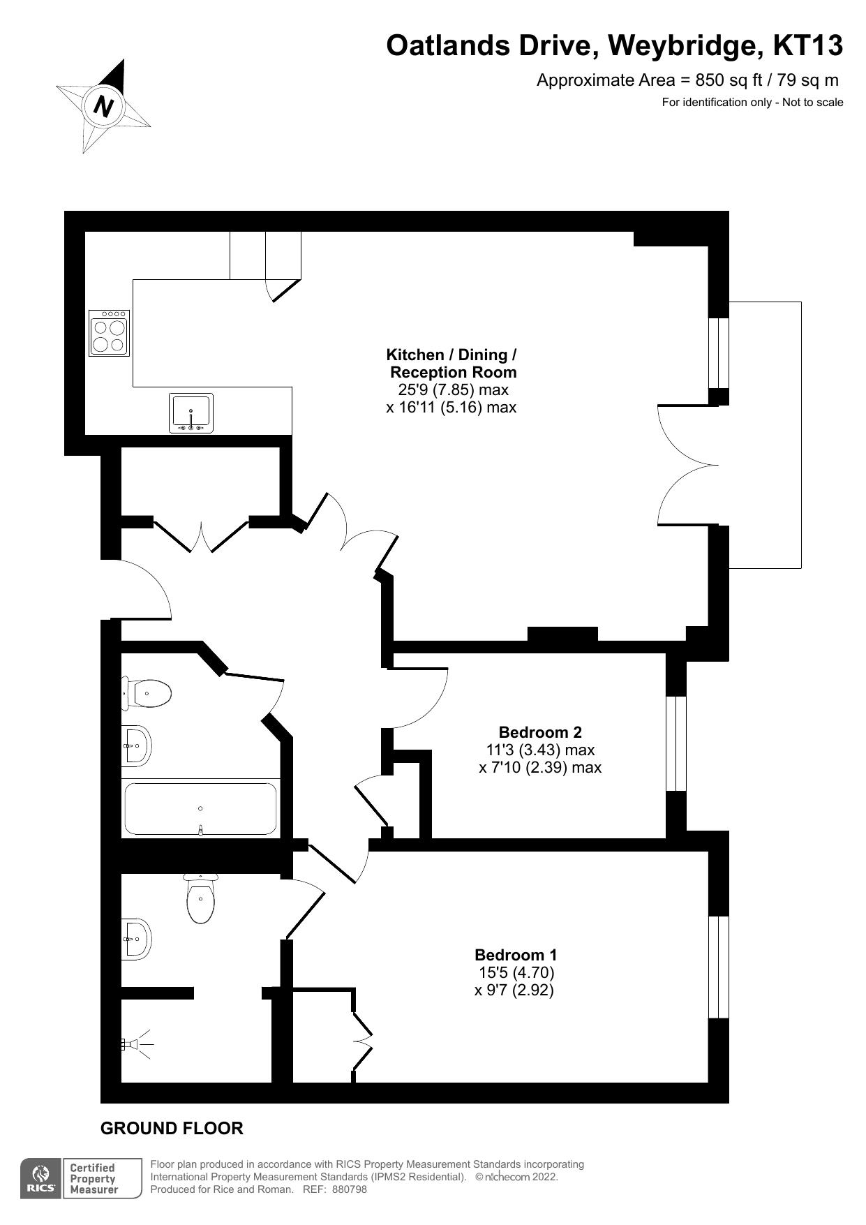Floorplan - 2 Bedroom Apartment, Austin Place – Weybridge