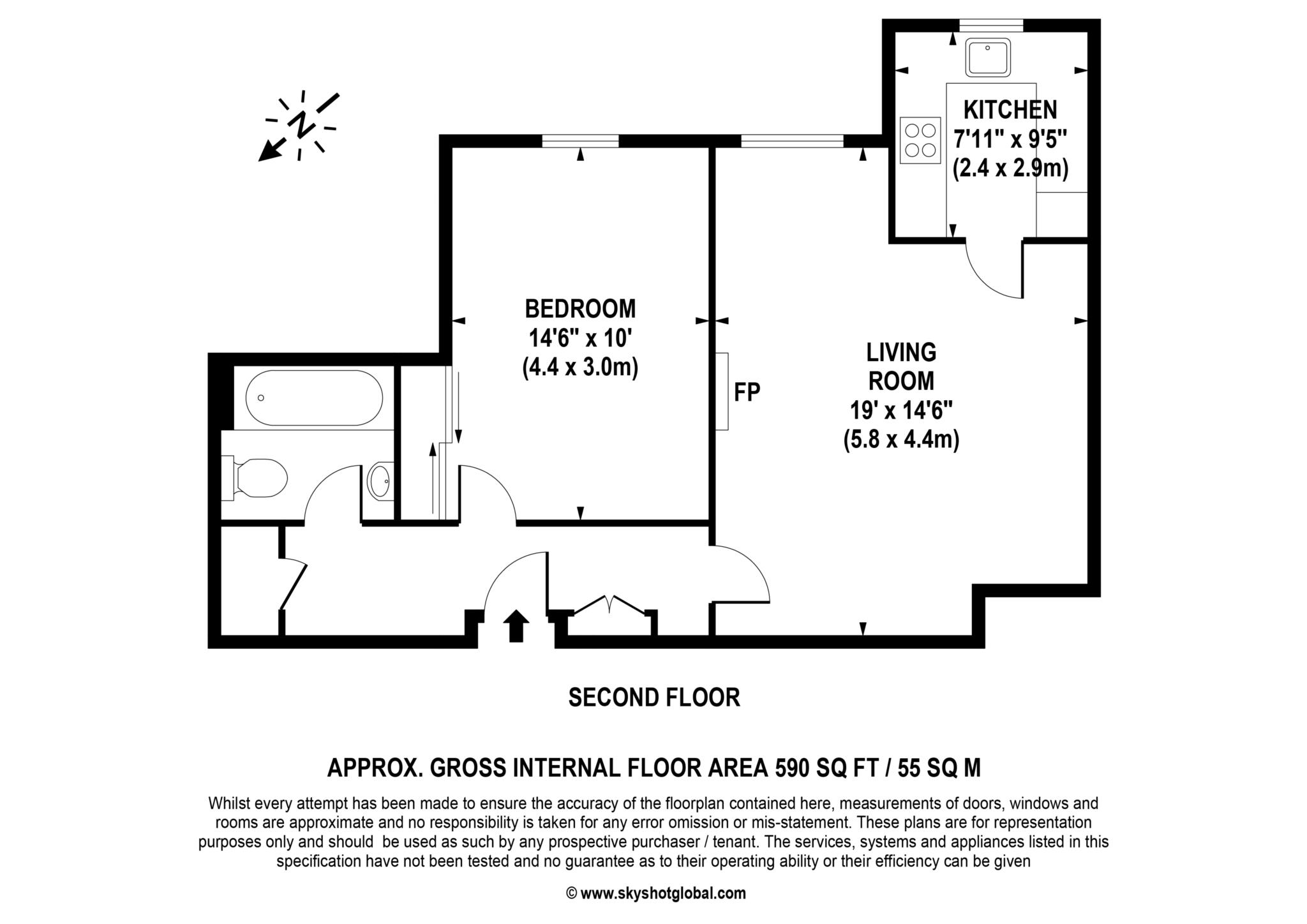 Floorplan - 1 Bedroom Apartment, Gifford Lodge – Twickenham