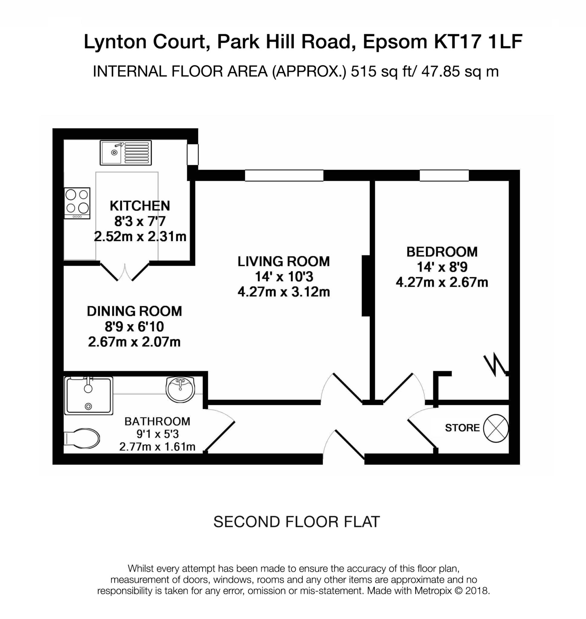 1 Bedroom Apartment, Lynton Court Epsom Rice and Roman