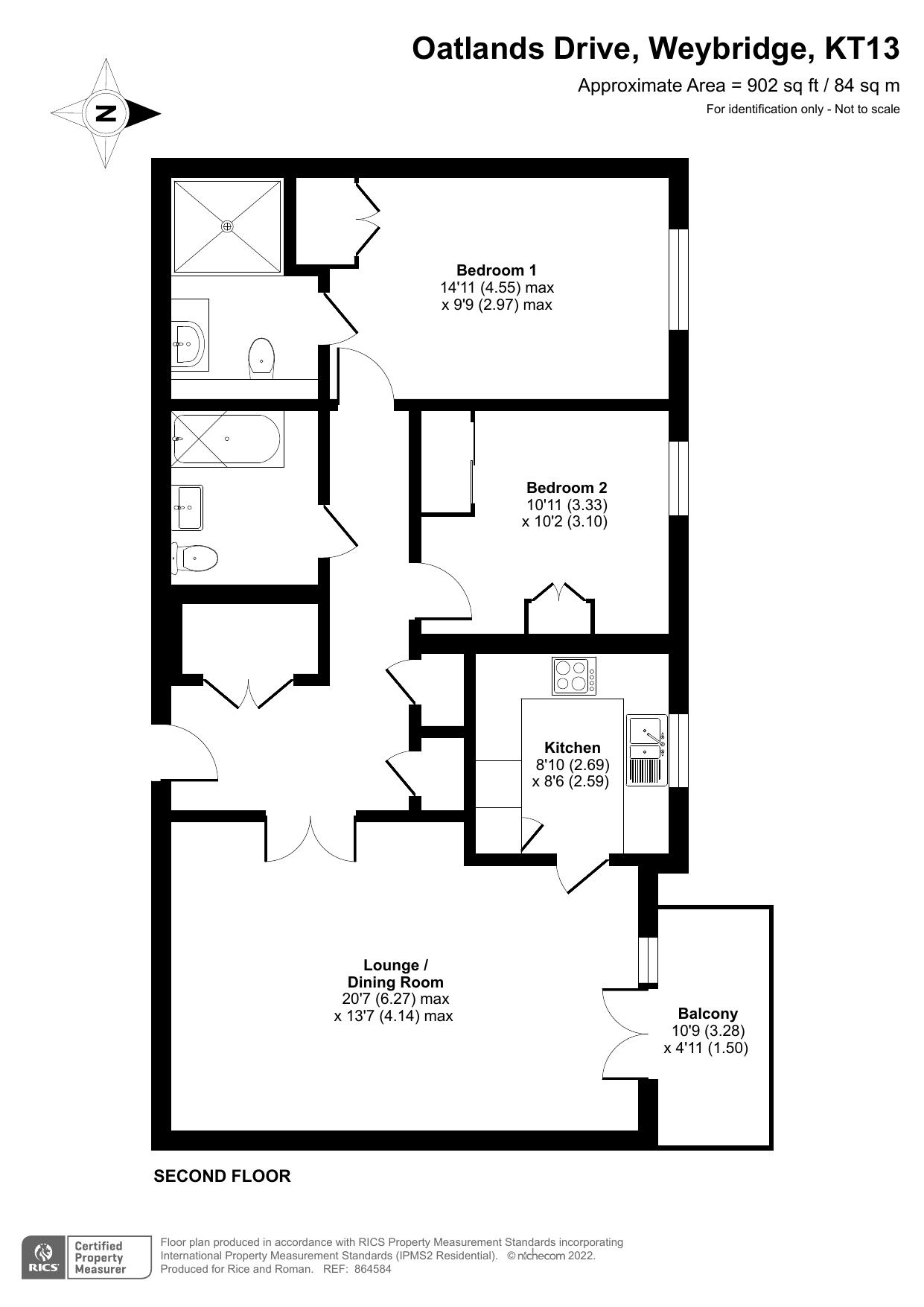 Floorplan - 2 Bedroom Apartment, Austin Place – Weybridge