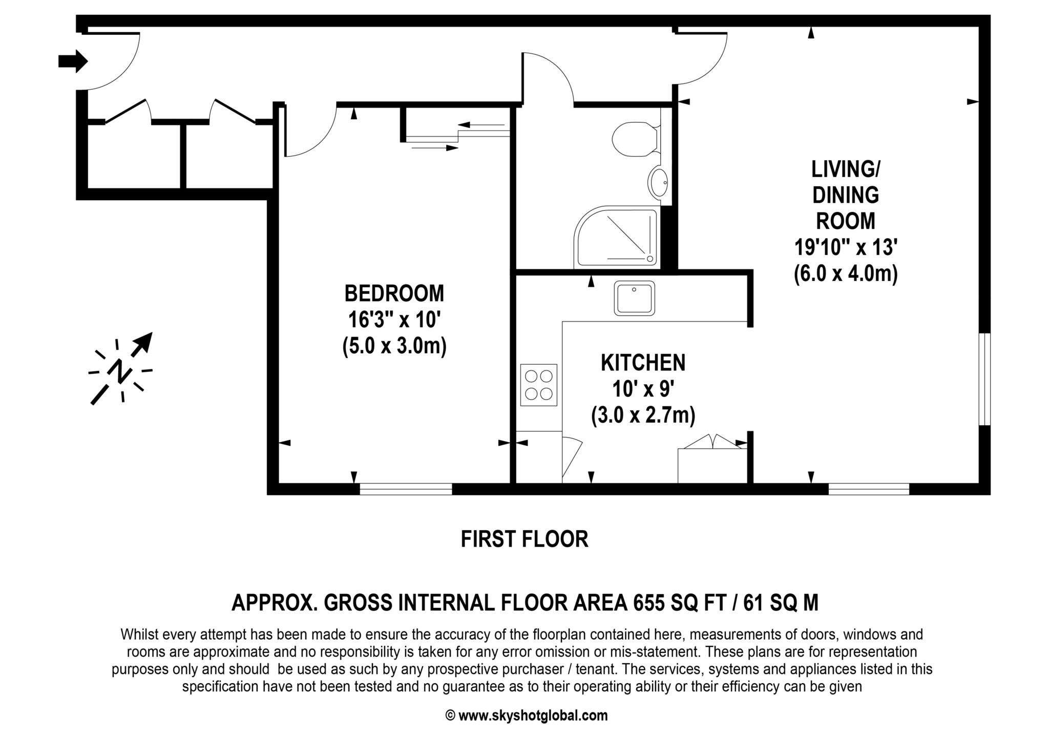 Floorplan - 1 Bedroom Apartment, The Firs – Claygate