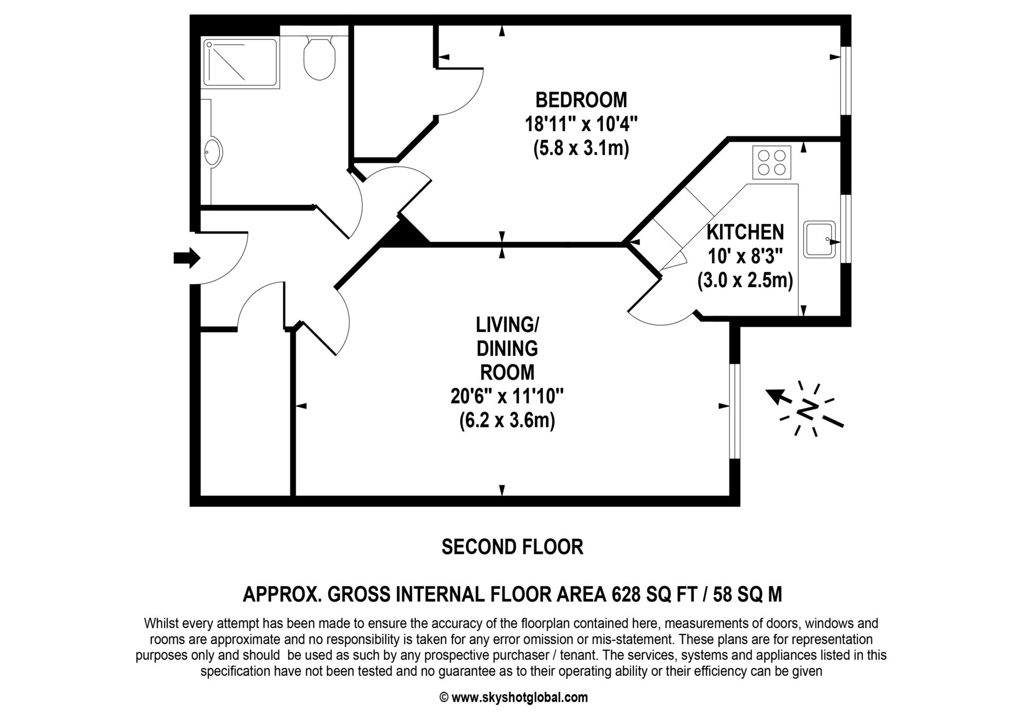 Floorplan - 1 Bedroom Apartment, Edward Place – Walton