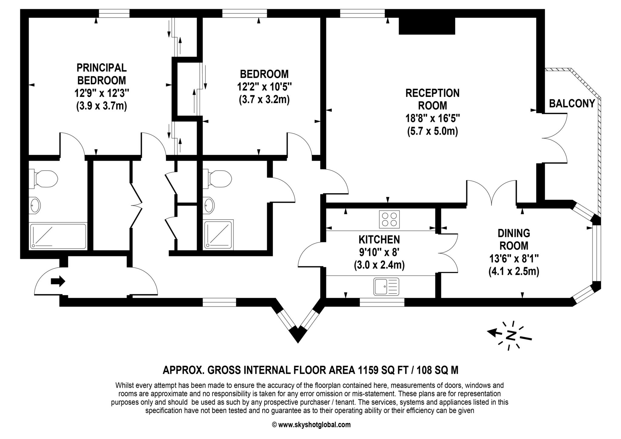 Floorplan - 2 Bedroom Apartment, Victoria Place – Esher